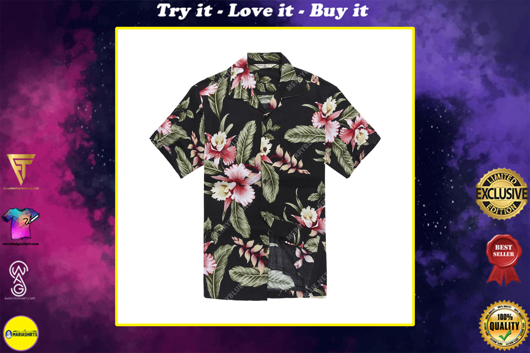 summer tropical flower all over printed hawaiian shirt