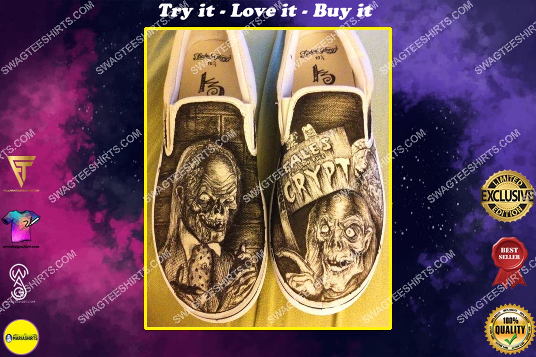 tales from the crypt all over print slip on shoes