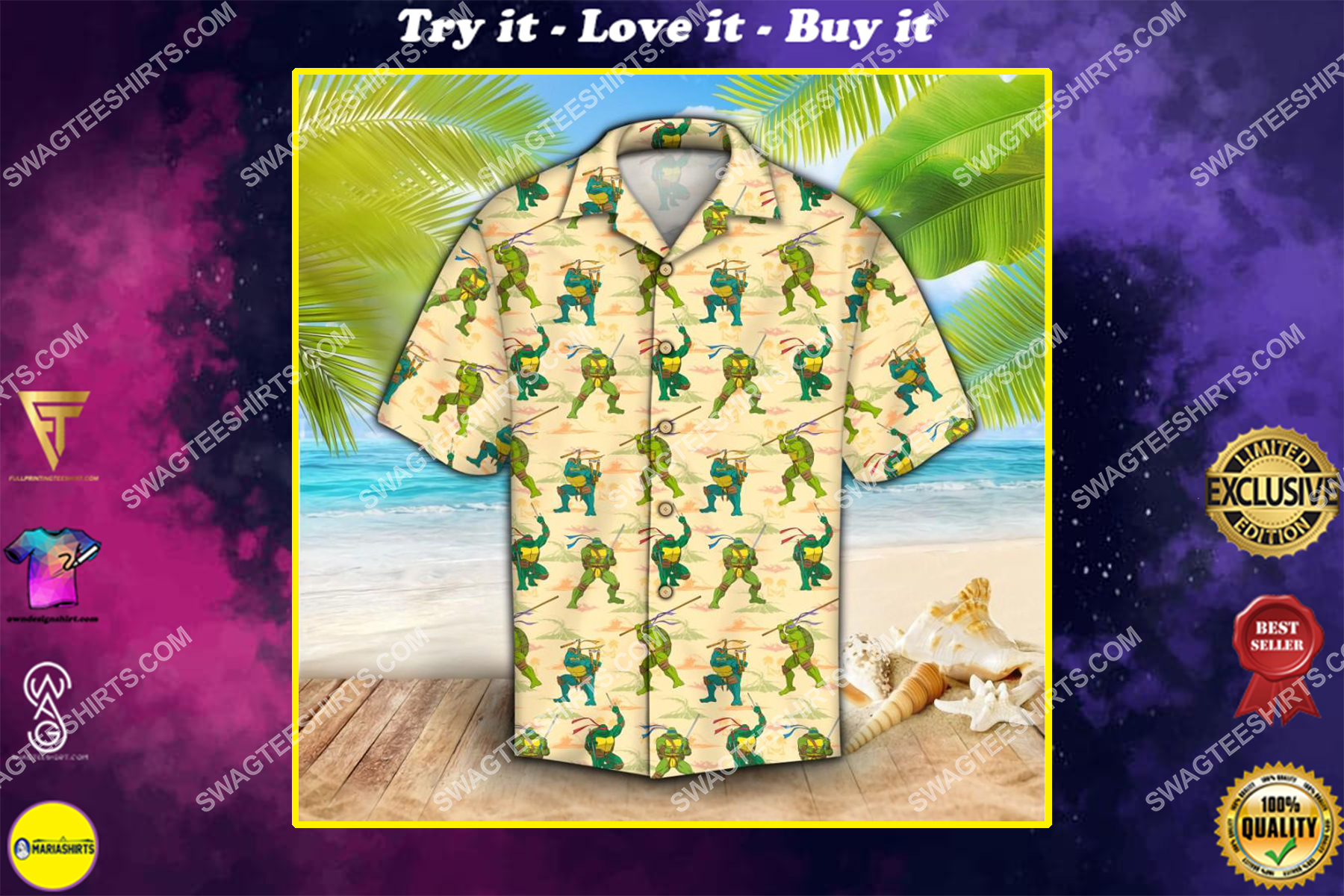 teenage mutant ninja turtles all over print hawaiian shirt