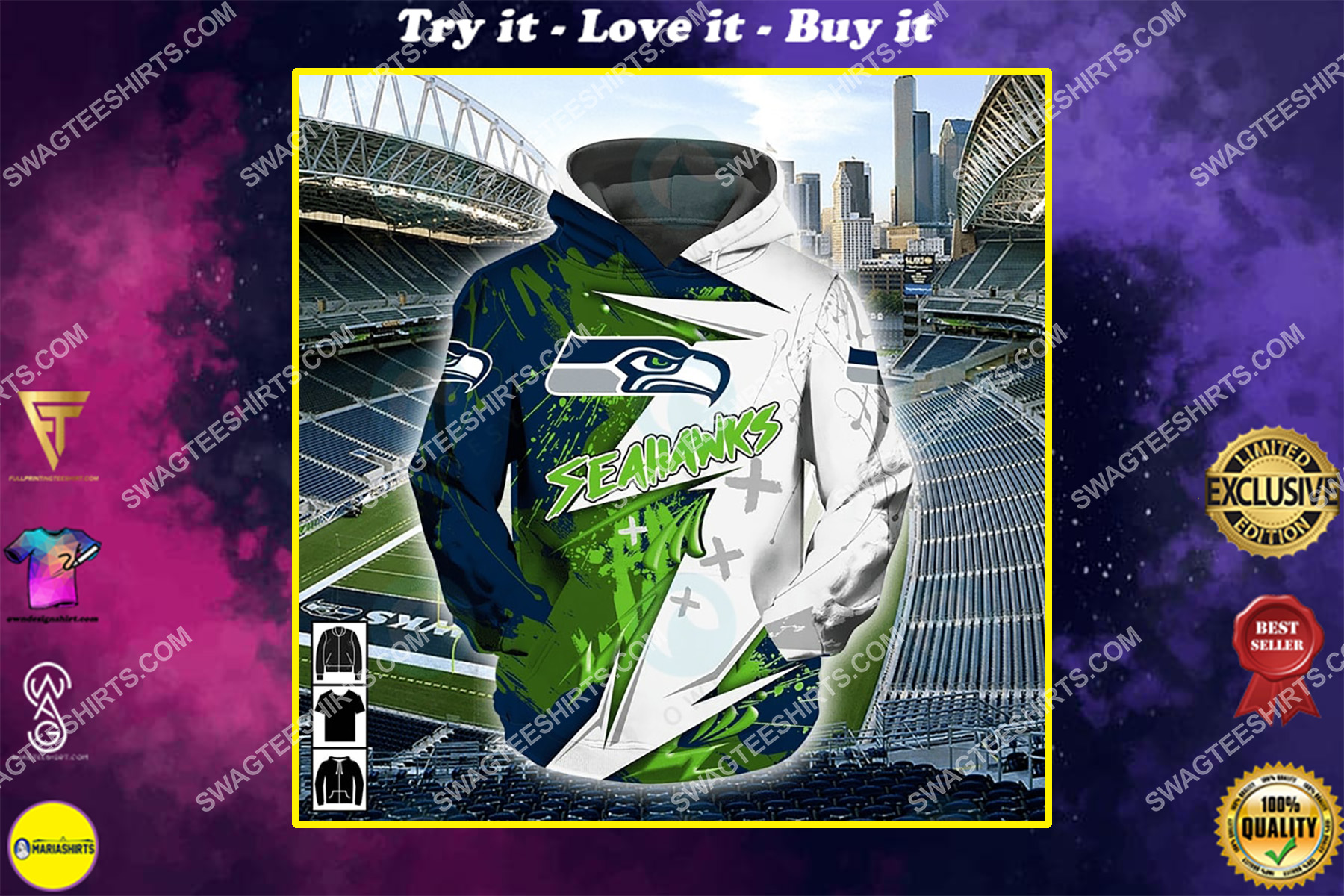 the american football team seattle seahawks all over printed shirt
