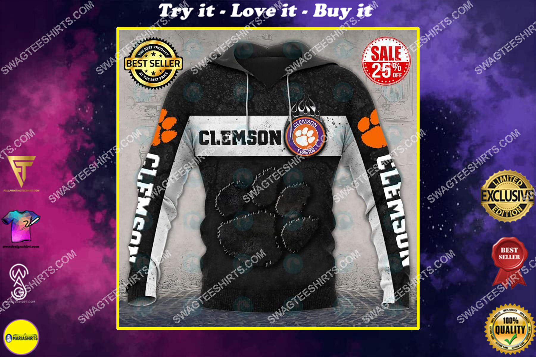 the clemson tigers football team all over printed shirt