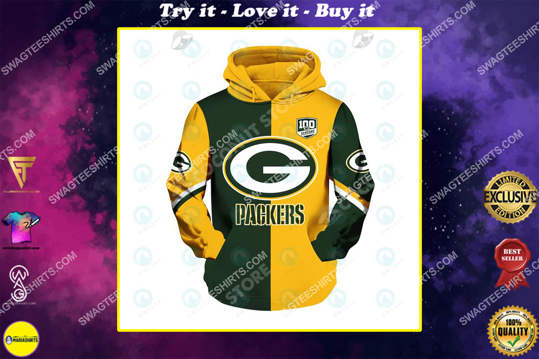 the football team green bay packers all over printed shirt