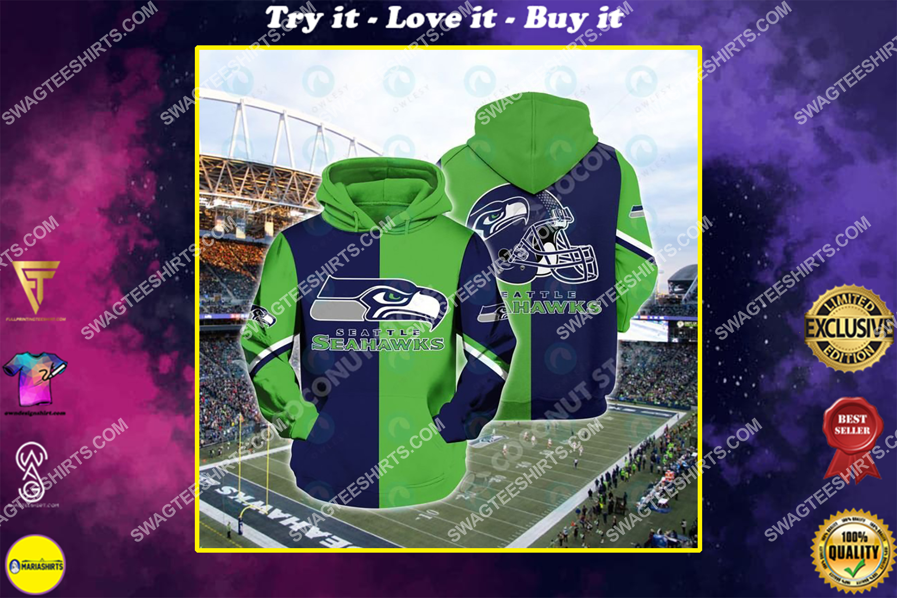 the football team seattle seahawks all over printed shirt
