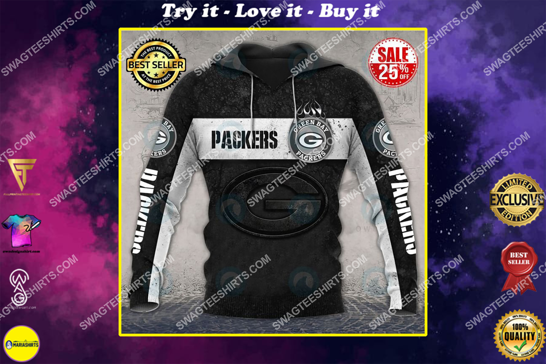 the green bay packers football all over printed shirt