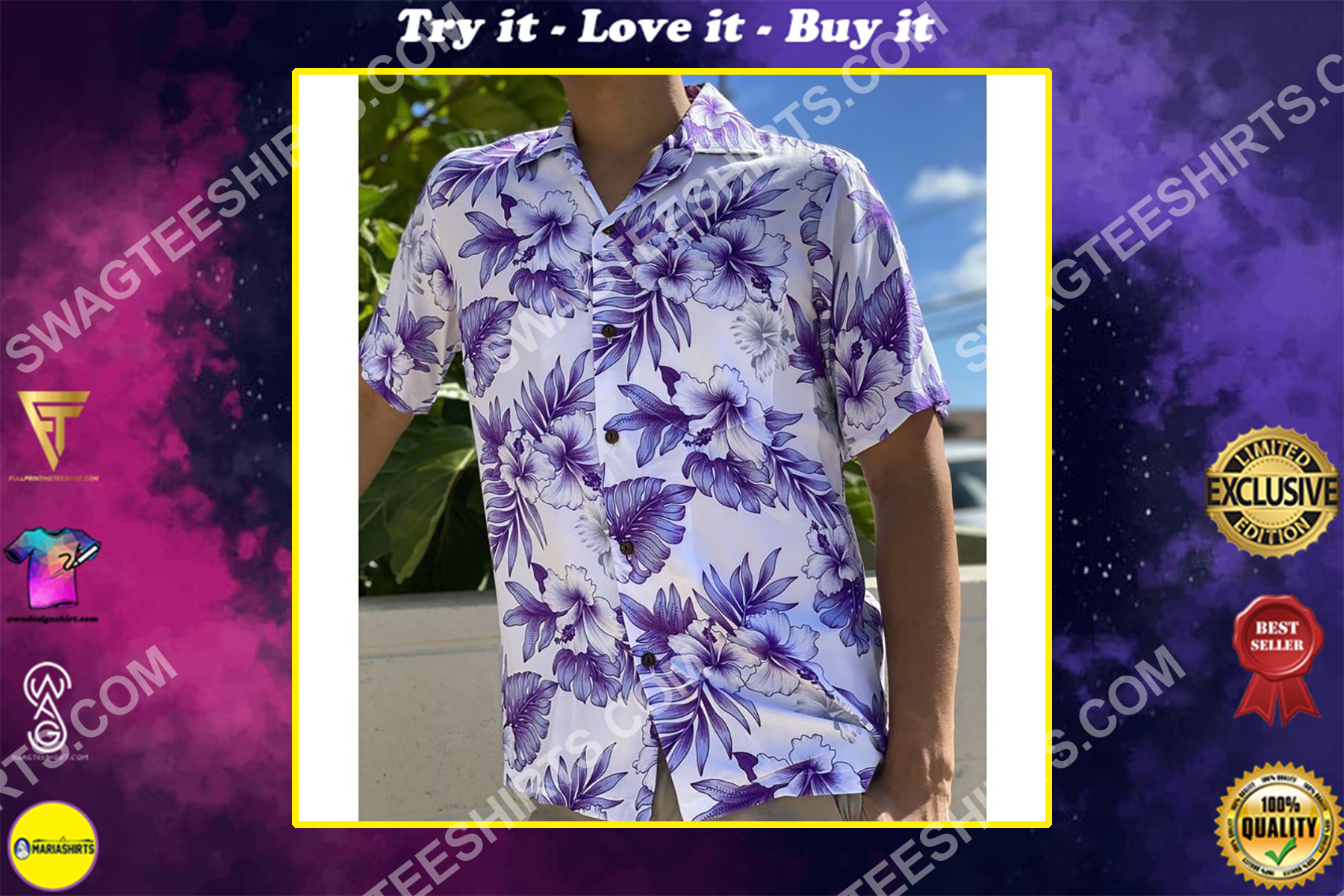 the hibiscus flower all over printed hawaiian shirt