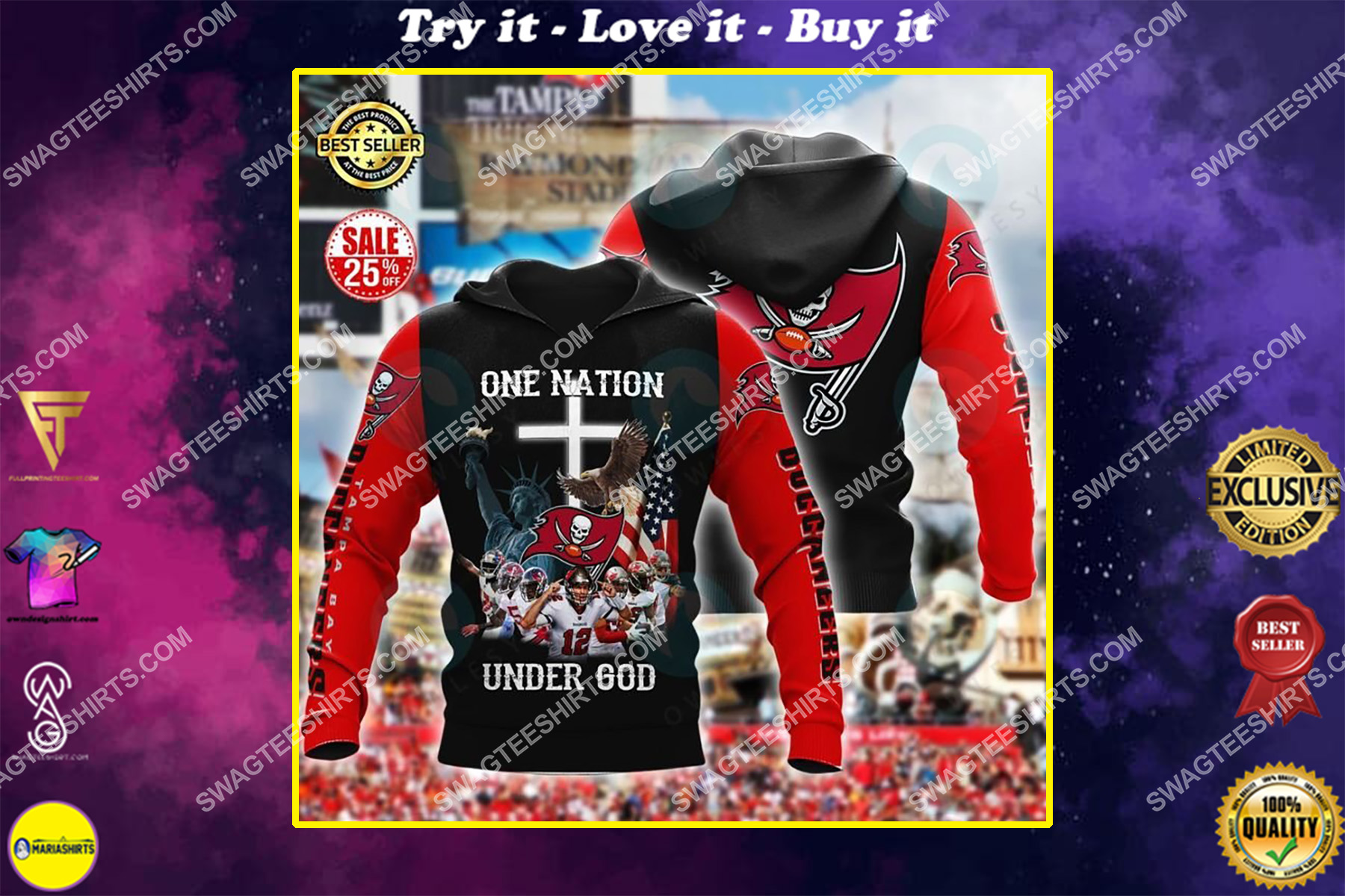 the kansas chiefs football one nation under God all over printed shirt