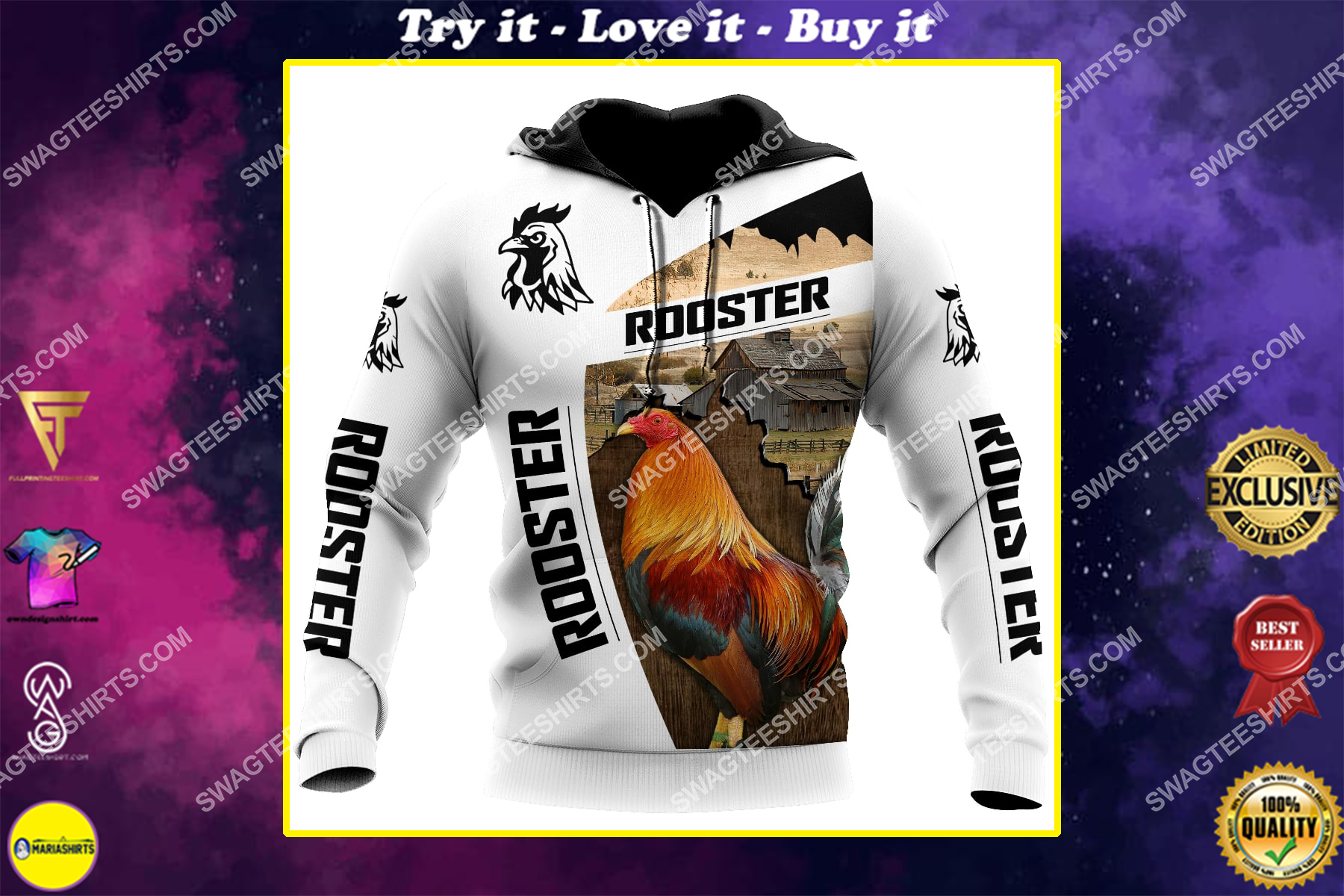 the rooster chicken and farm life full printing shirt 1