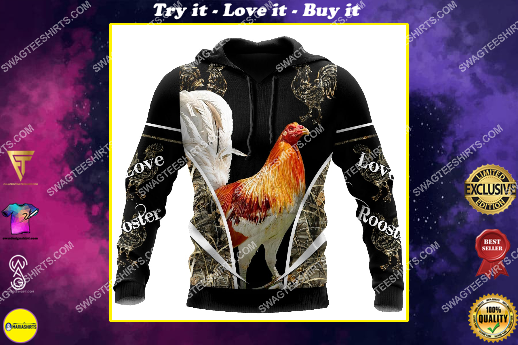 the rooster chicken forest full printing shirt 1