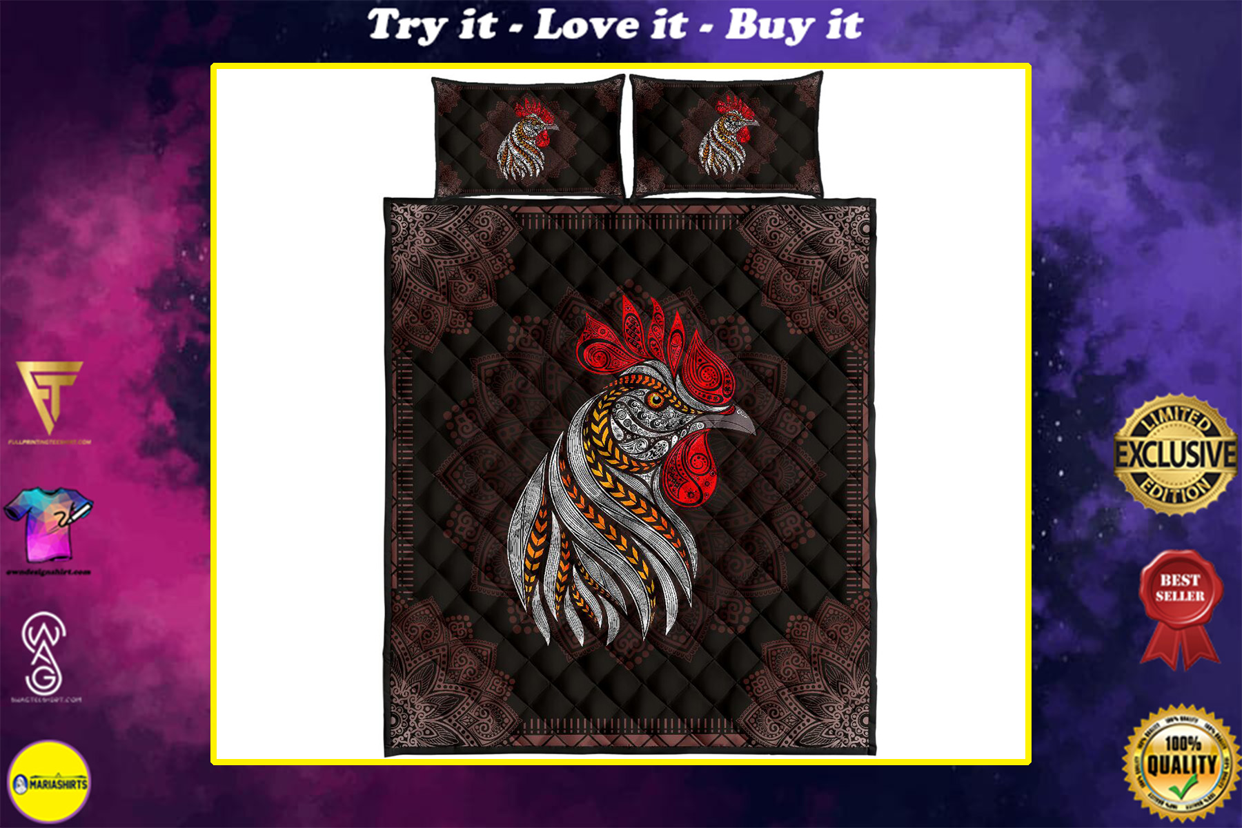 the rooster vintage all over printed bedding set