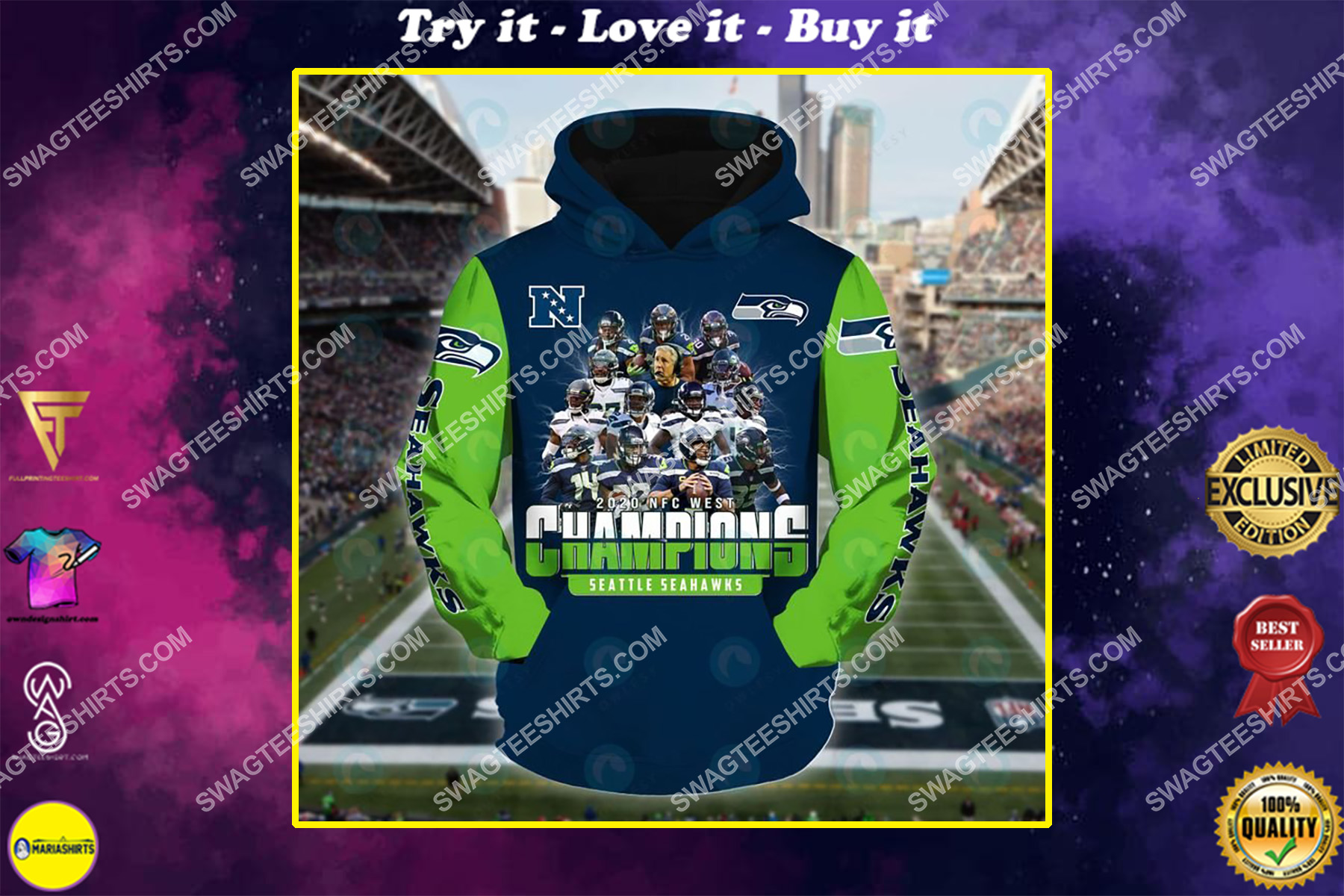 the seattle seahawks american football team all over printed shirt
