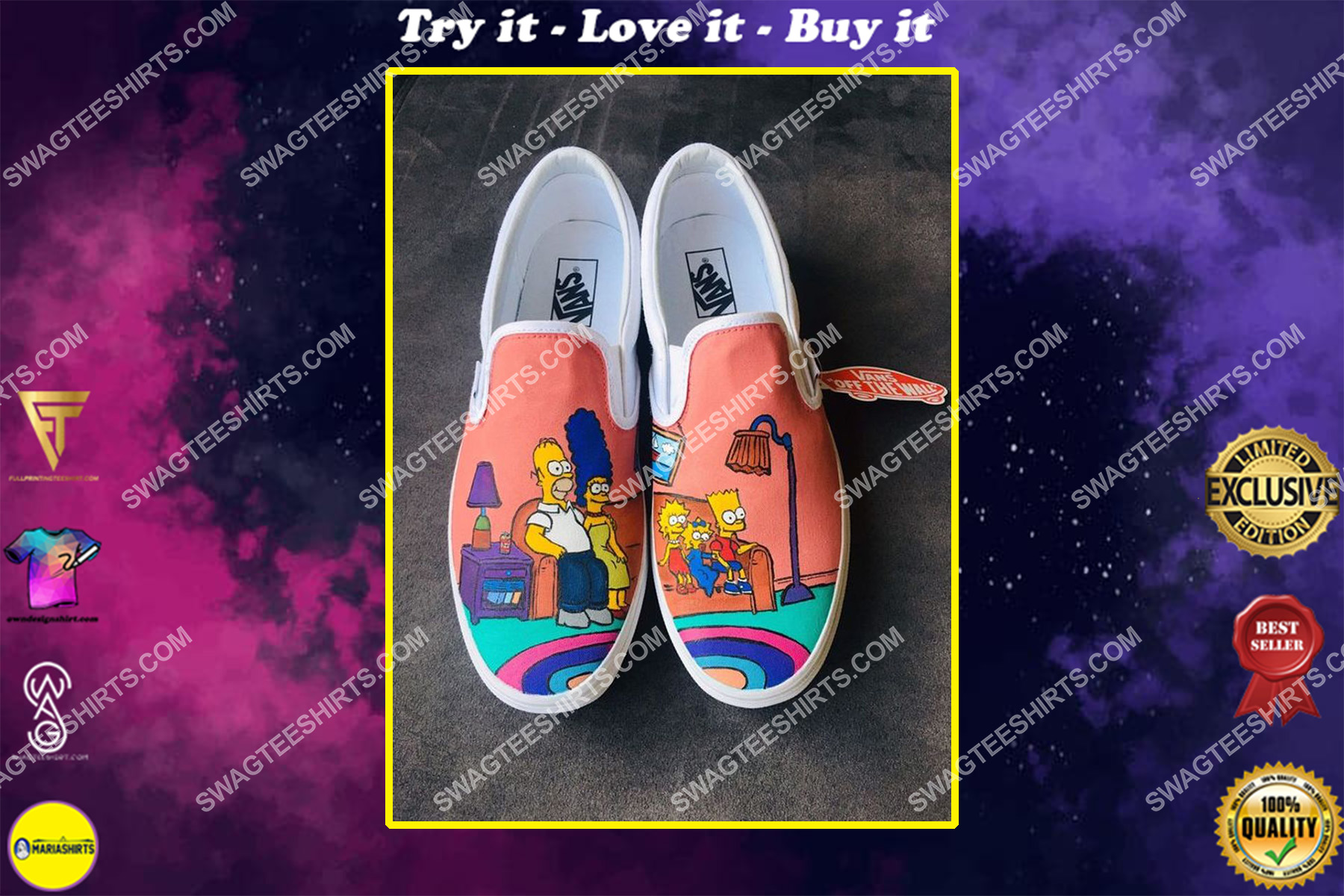 the simpsons family all over print slip on shoes