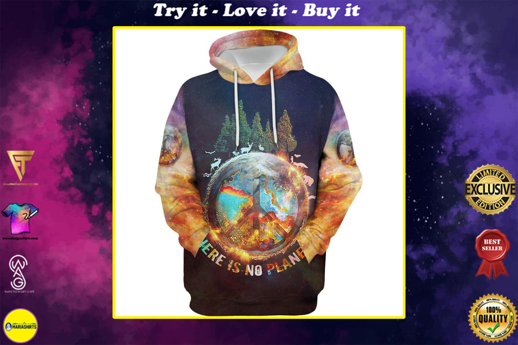 there is no planet b hippie camping all over printed shirt