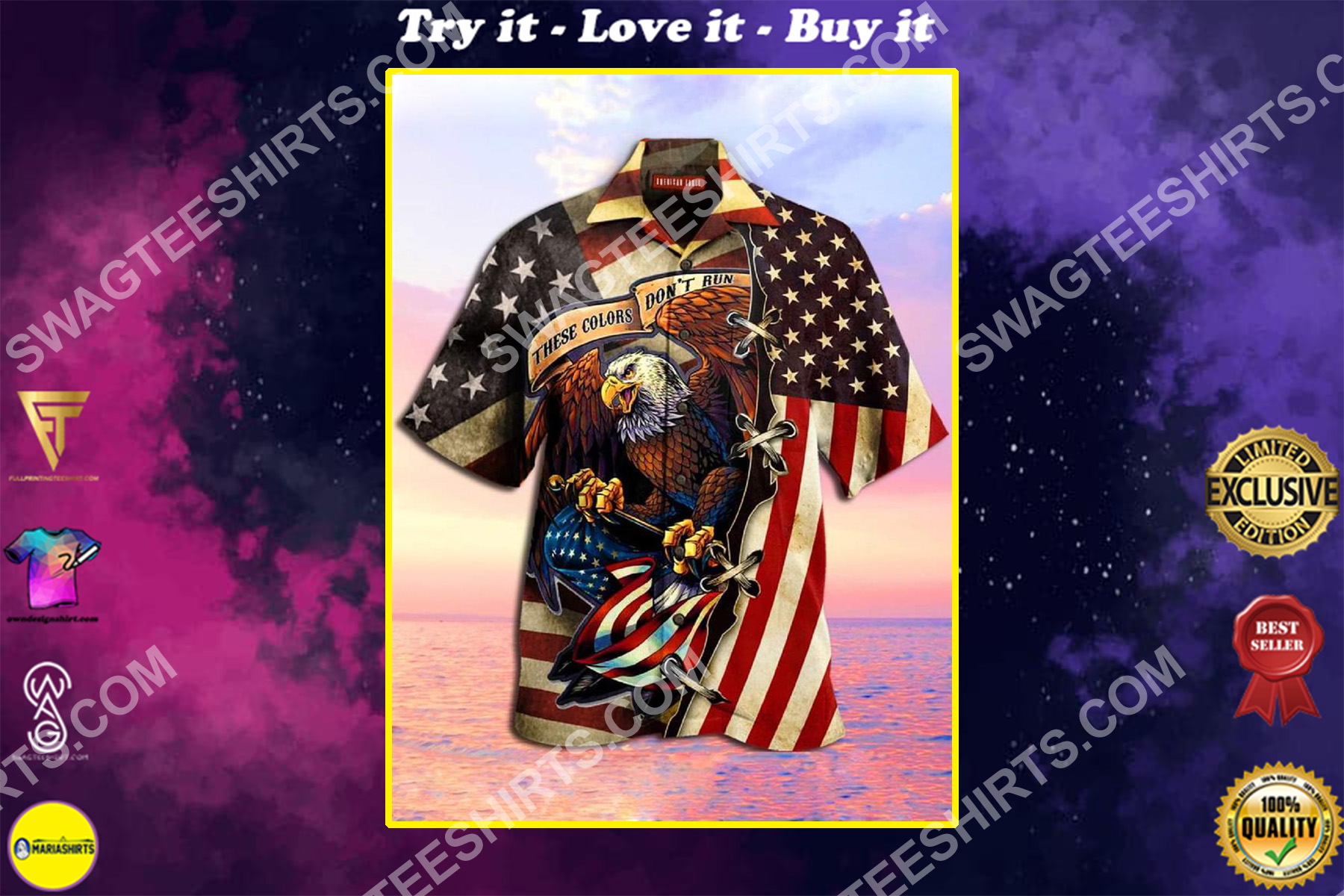 these colors don't run they reload america flag all over printing hawaiian shirt