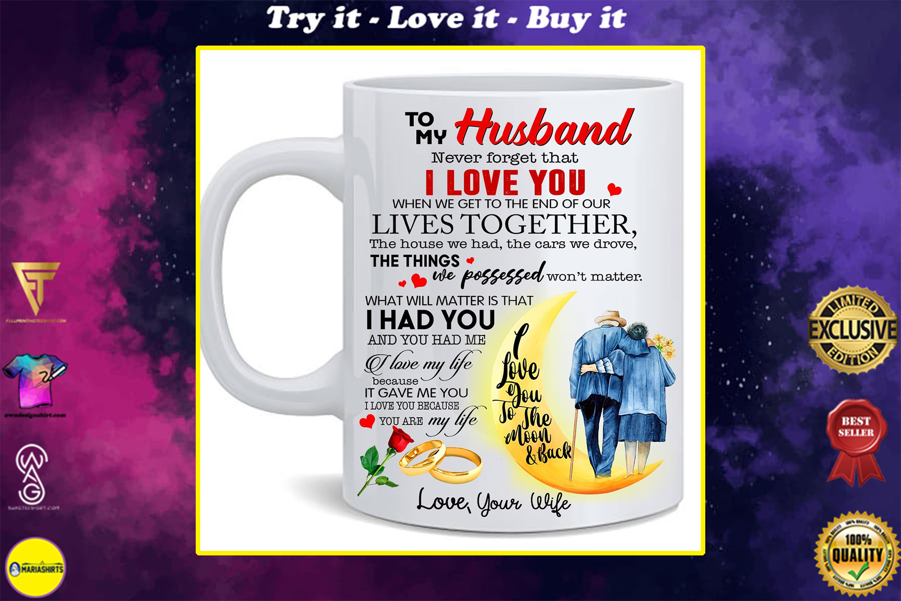 to my husband i love you to the moon and back for valentines day mug