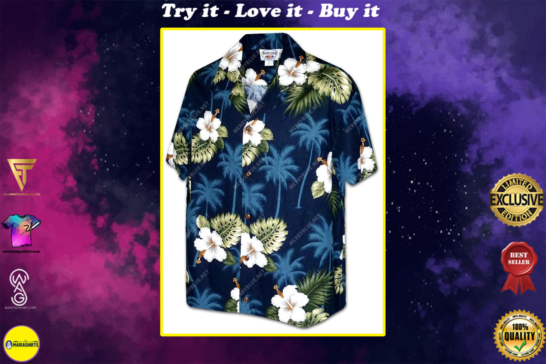 tropical hibiscus flower all over printed hawaiian shirt