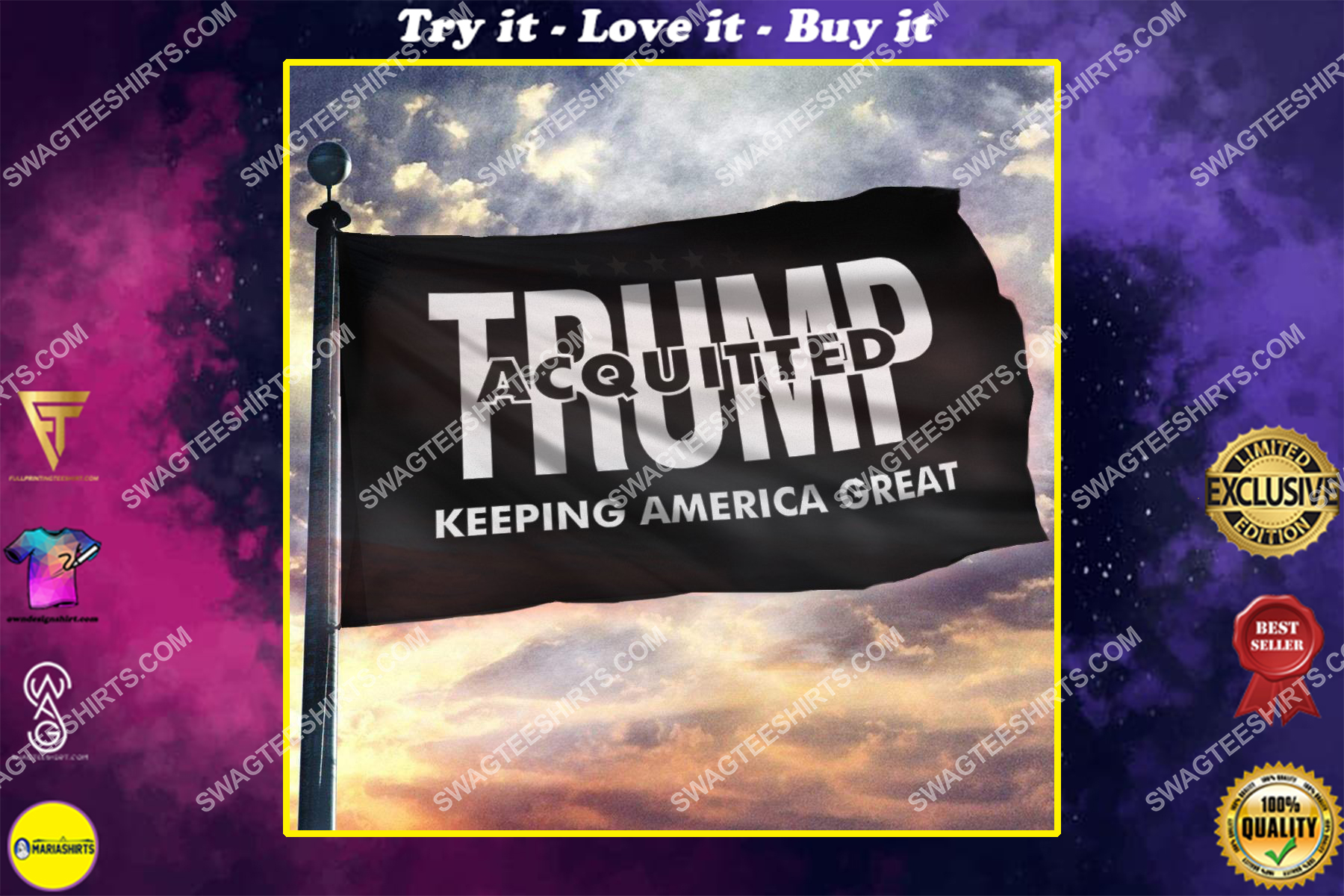 trump acquitted keeping america great politics flag