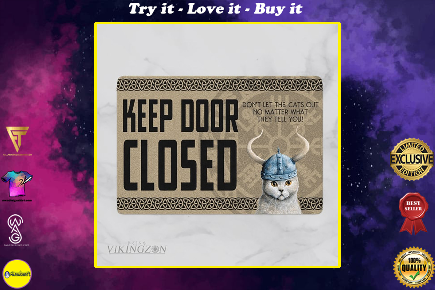 viking keep door closed don't let the cats out no matter what they tell you doormat