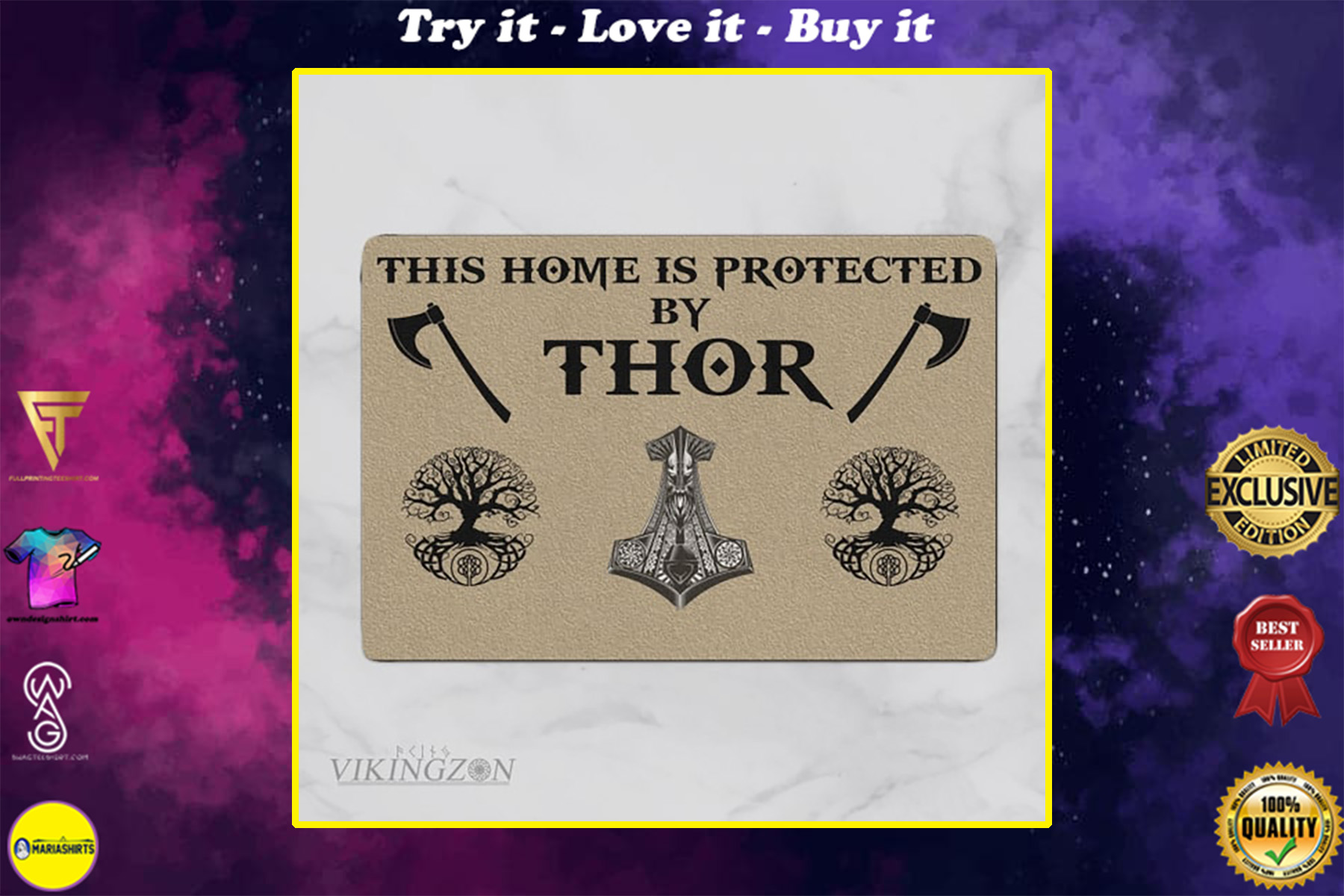 viking this home is protected by thor full printing doormat