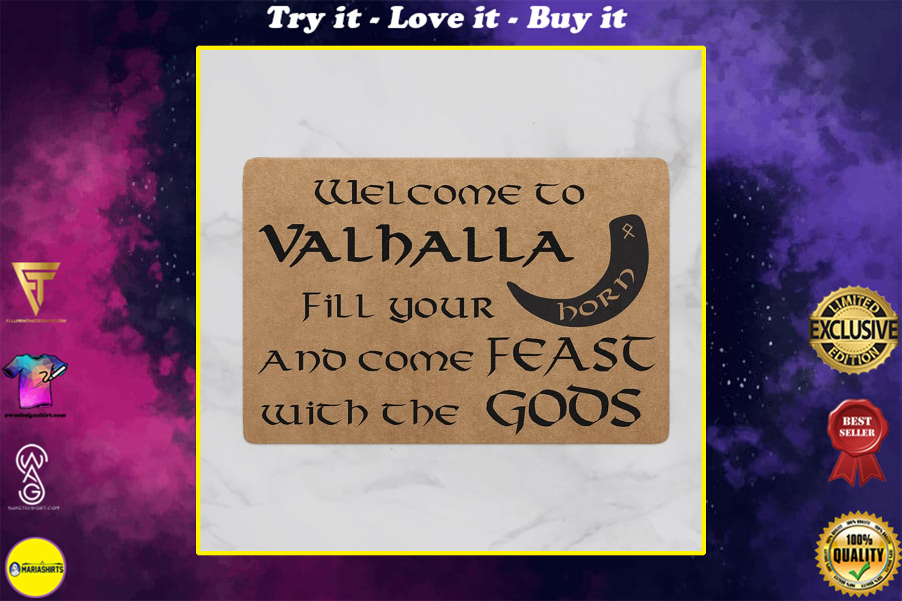 viking welcome to valhalla full printing doormat
