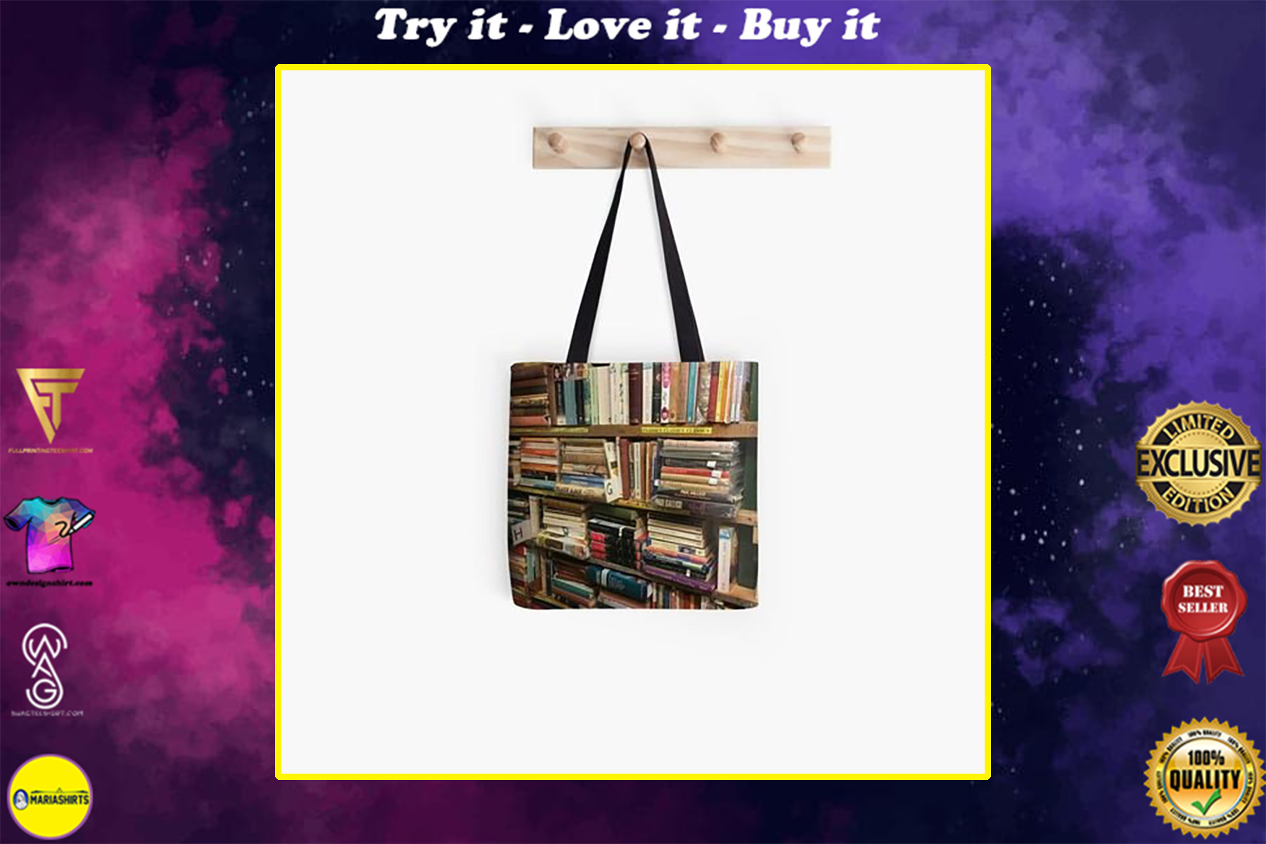 vintage book lovers reading all over printed tote bag