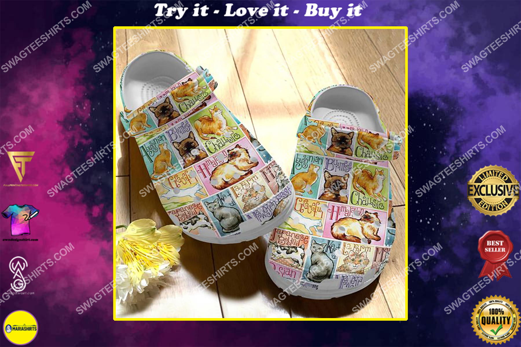 vintage cats lover all over printed crocs