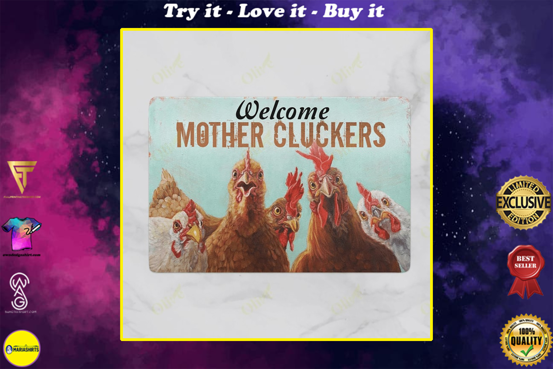 welcome mother cluckers chicken doormat