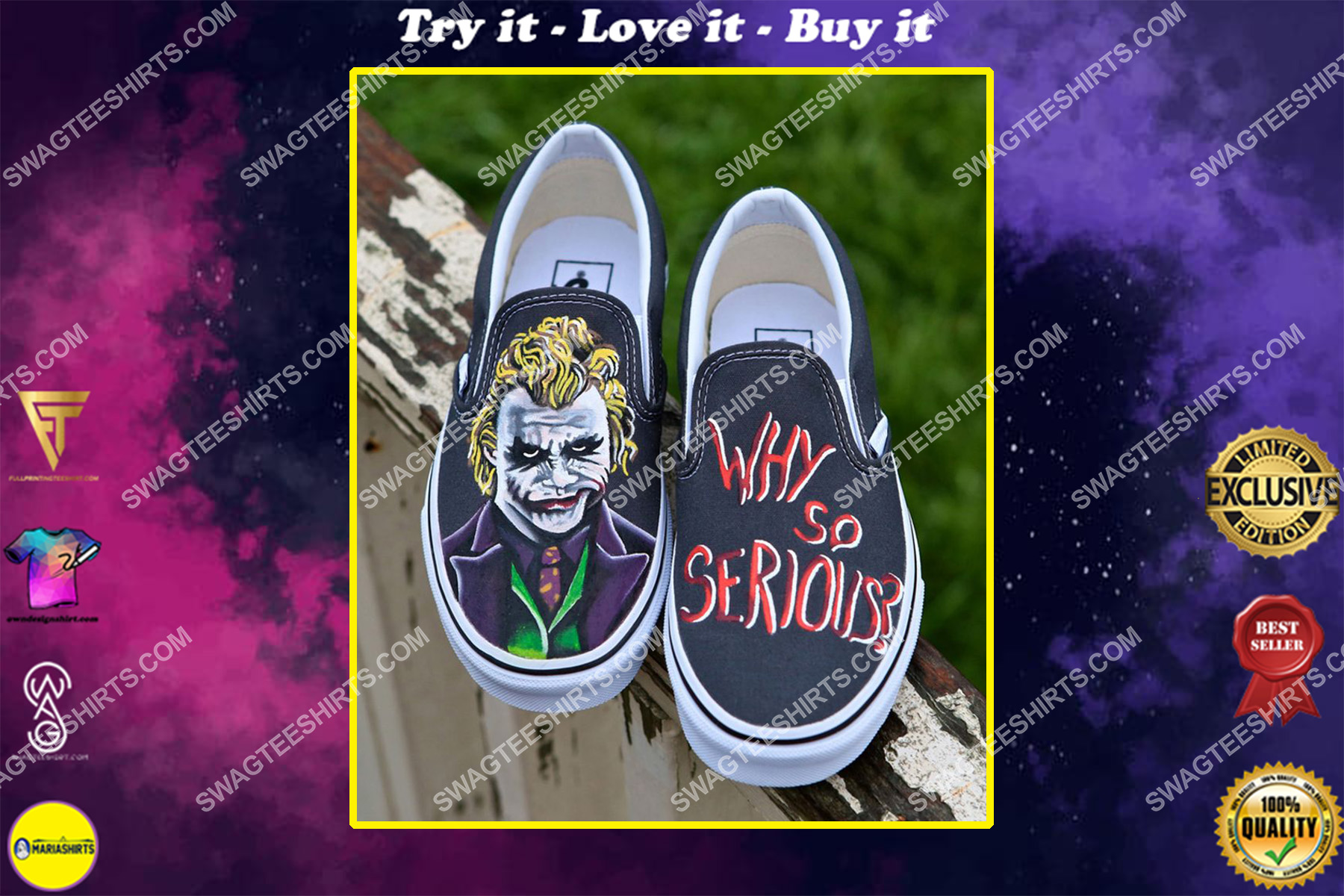 why so serious the joker all over print slip on shoes