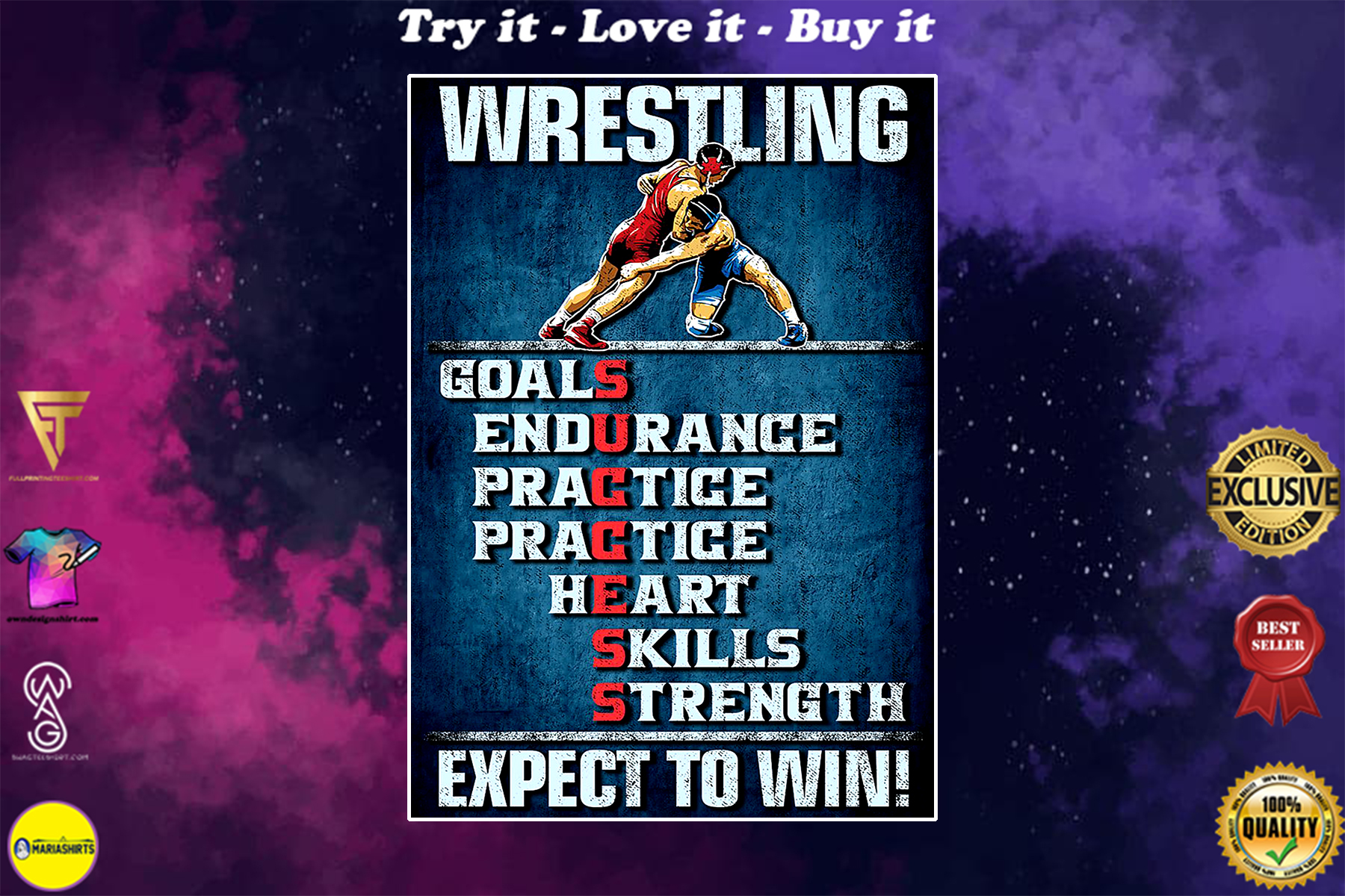 wrestling goals skills strength expect to win vintage poster