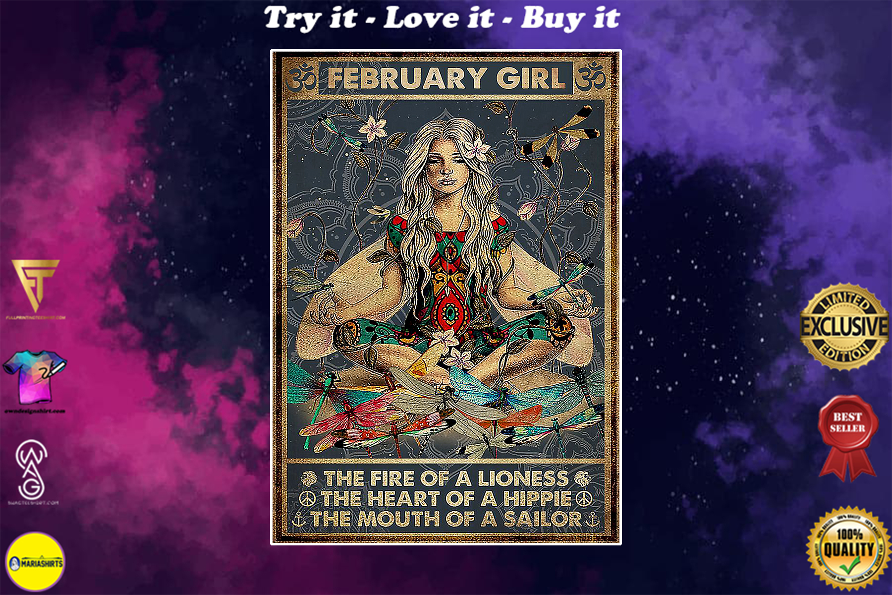 yoga february girl the fire of a lioness the heart of hippie poster