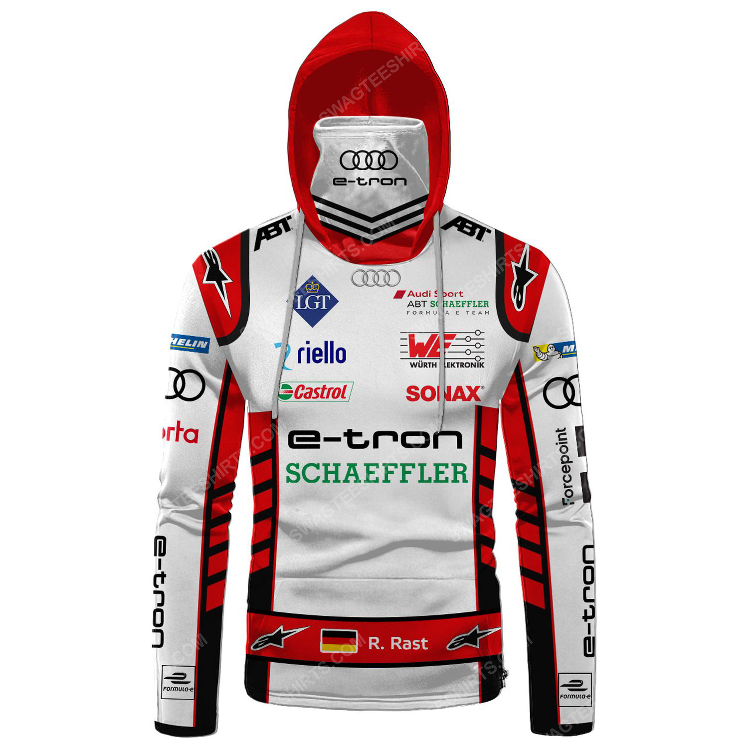 Audi e-tron schwarzer racing team motorsport full printing hoodie mask