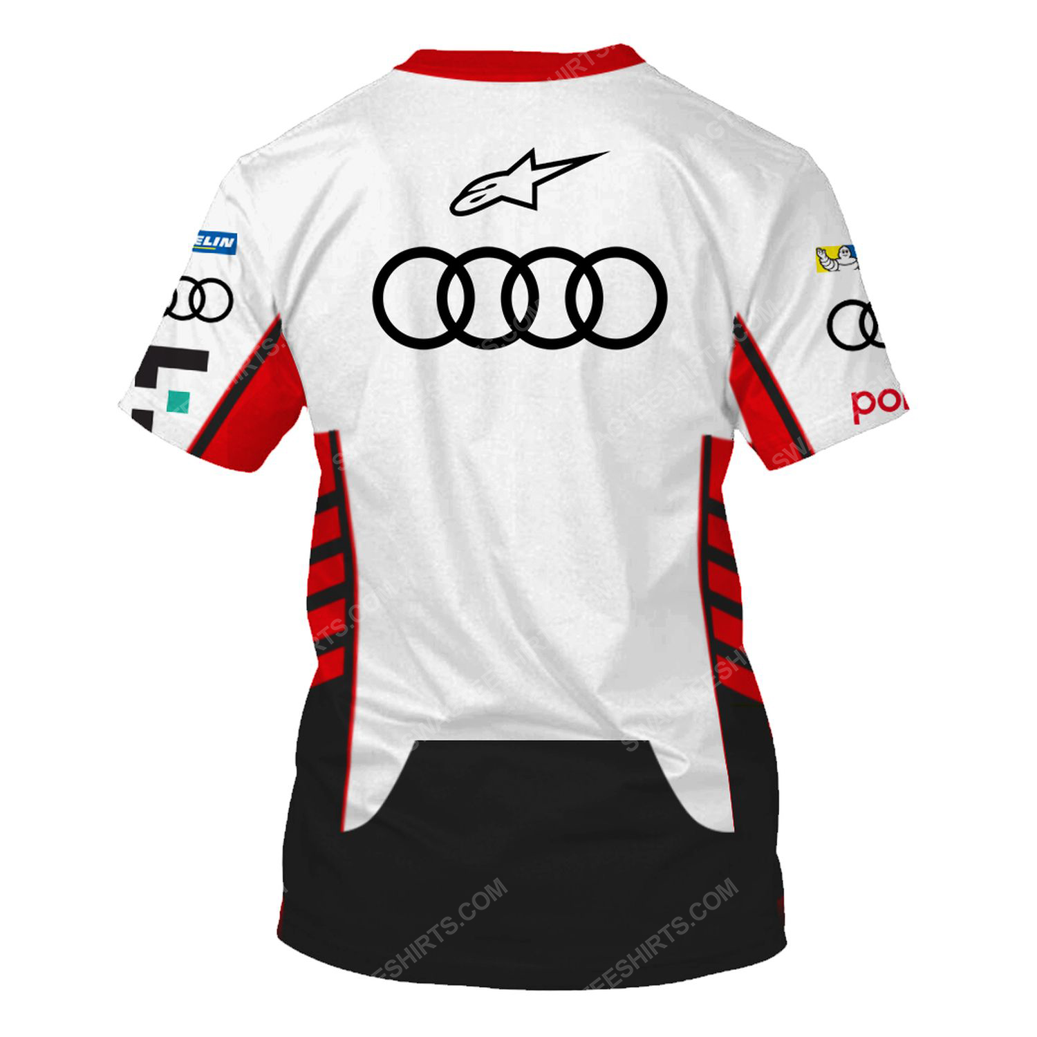 Audi e-tron schwarzer racing team motorsport full printing tshirt - back