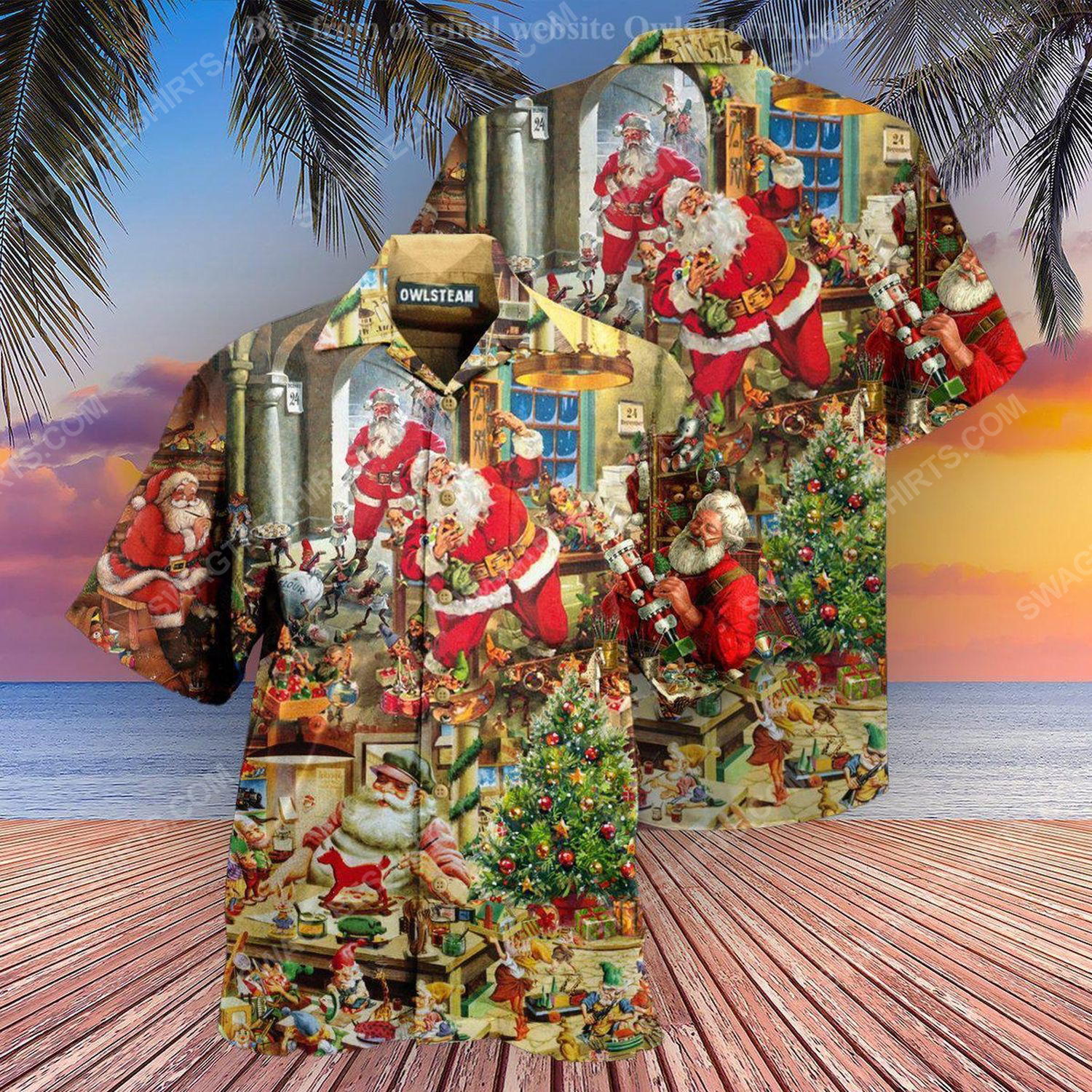 Christmas holiday santa's toy workshop full print hawaiian shirt 2 - Copy (2)