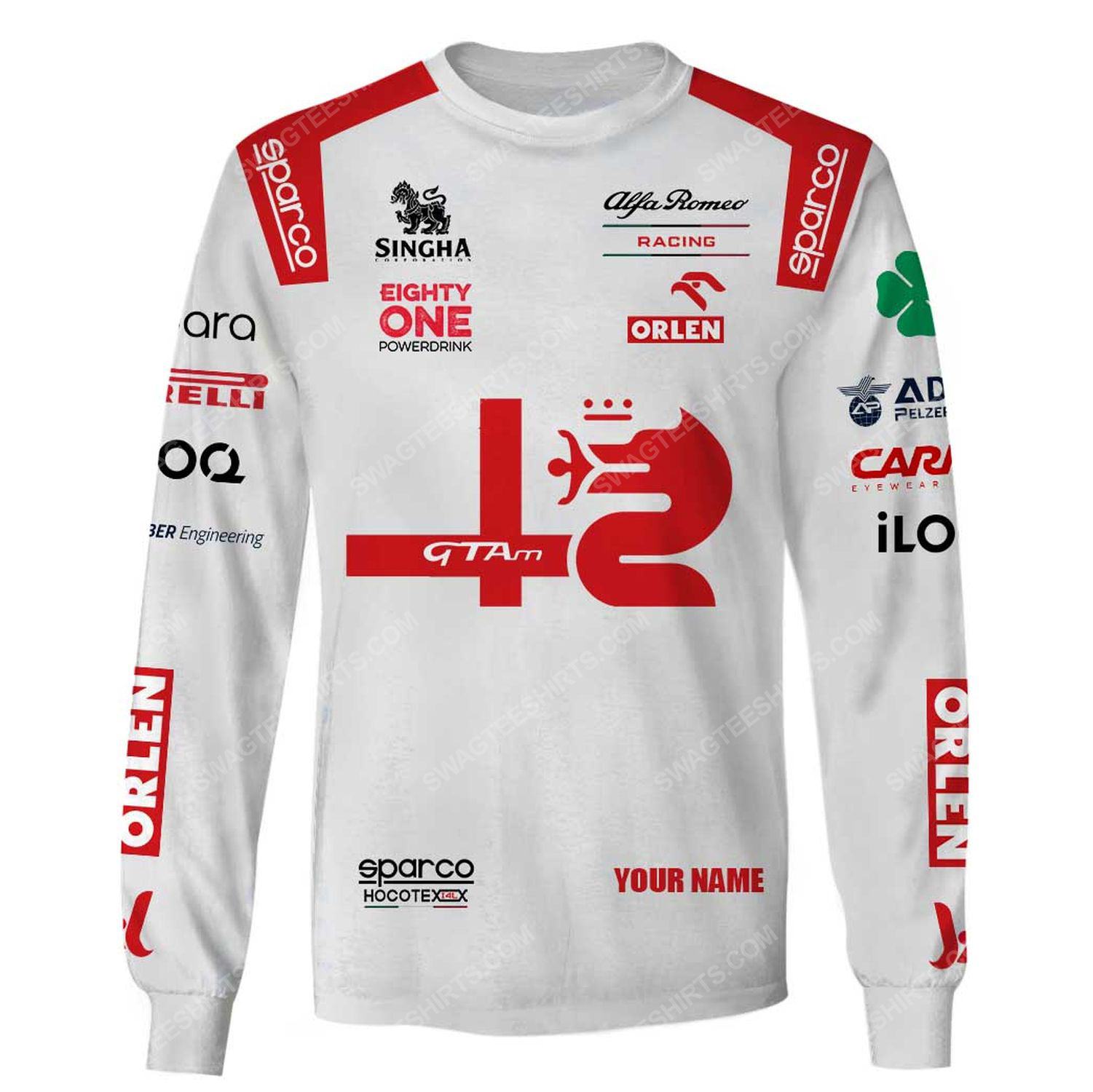 Custom alfa romeo racing team motorsport full printing sweatshirt