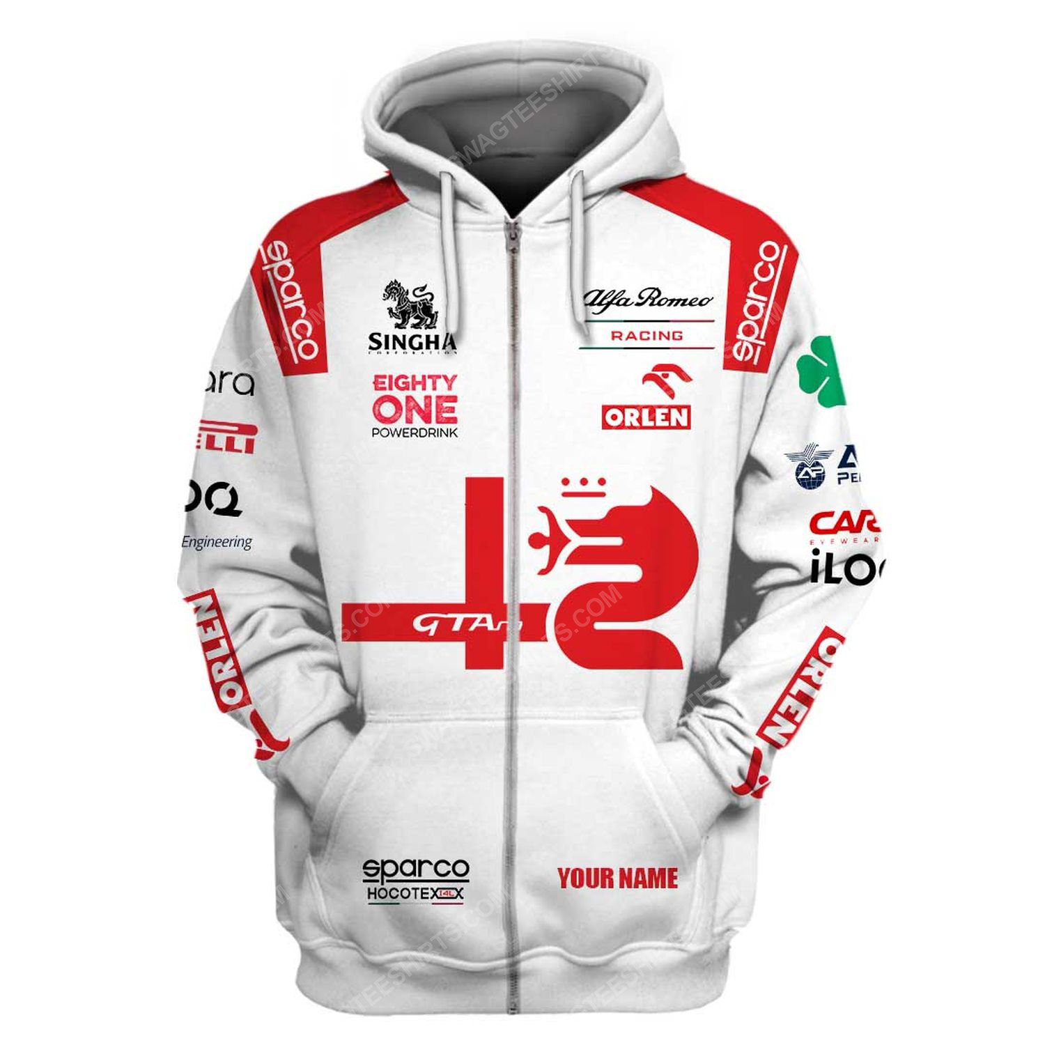 Custom alfa romeo racing team motorsport full printing zip hoodie