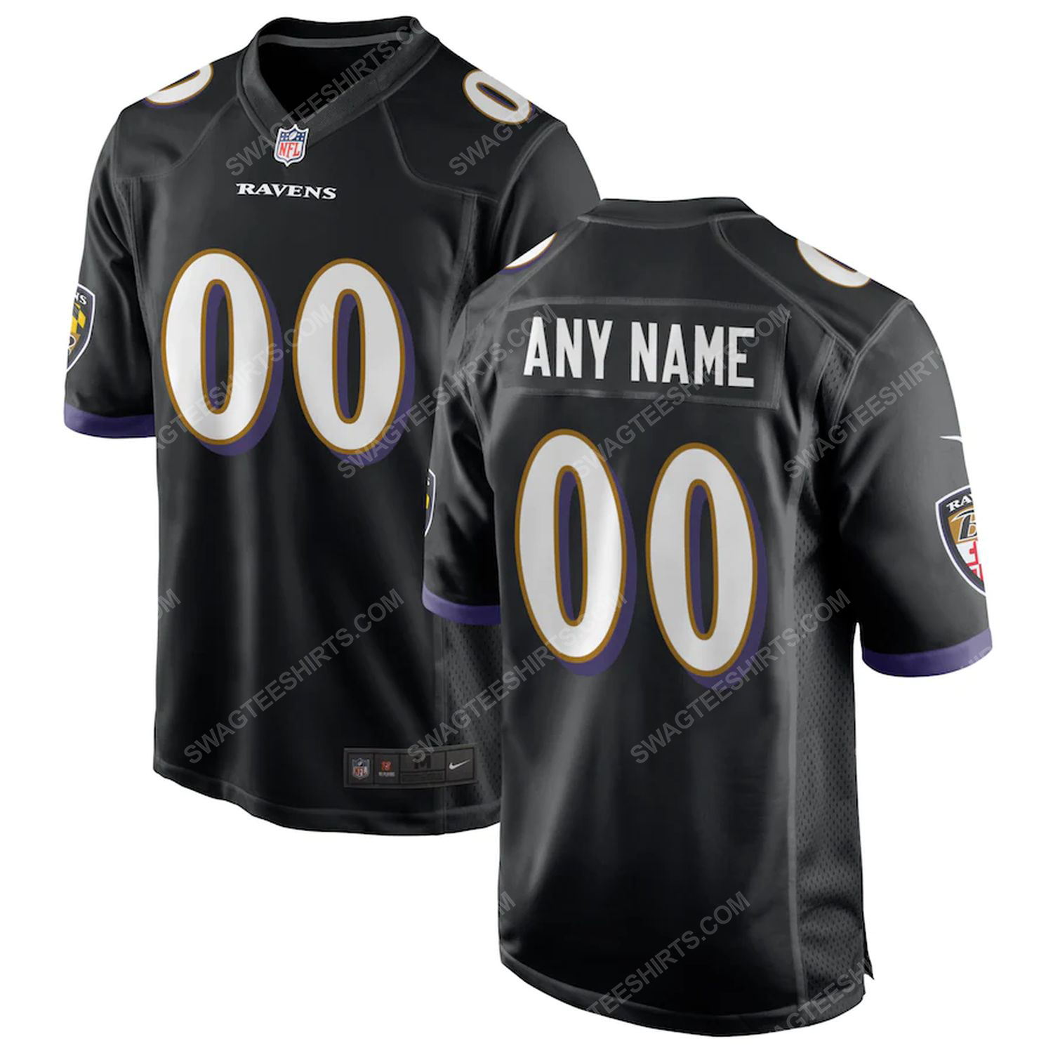 Custom baltimore ravens football full print football jersey-black - Copy