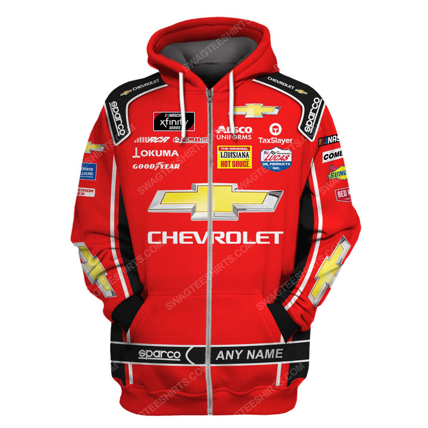 Custom chevrolet racing team motorsport full printing zip hoodie