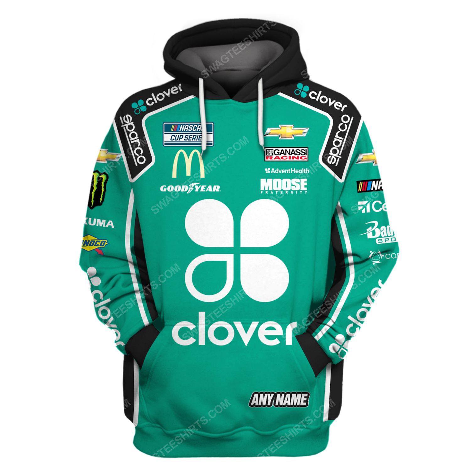 Custom clover nascar racing team motorsport full printing hoodie