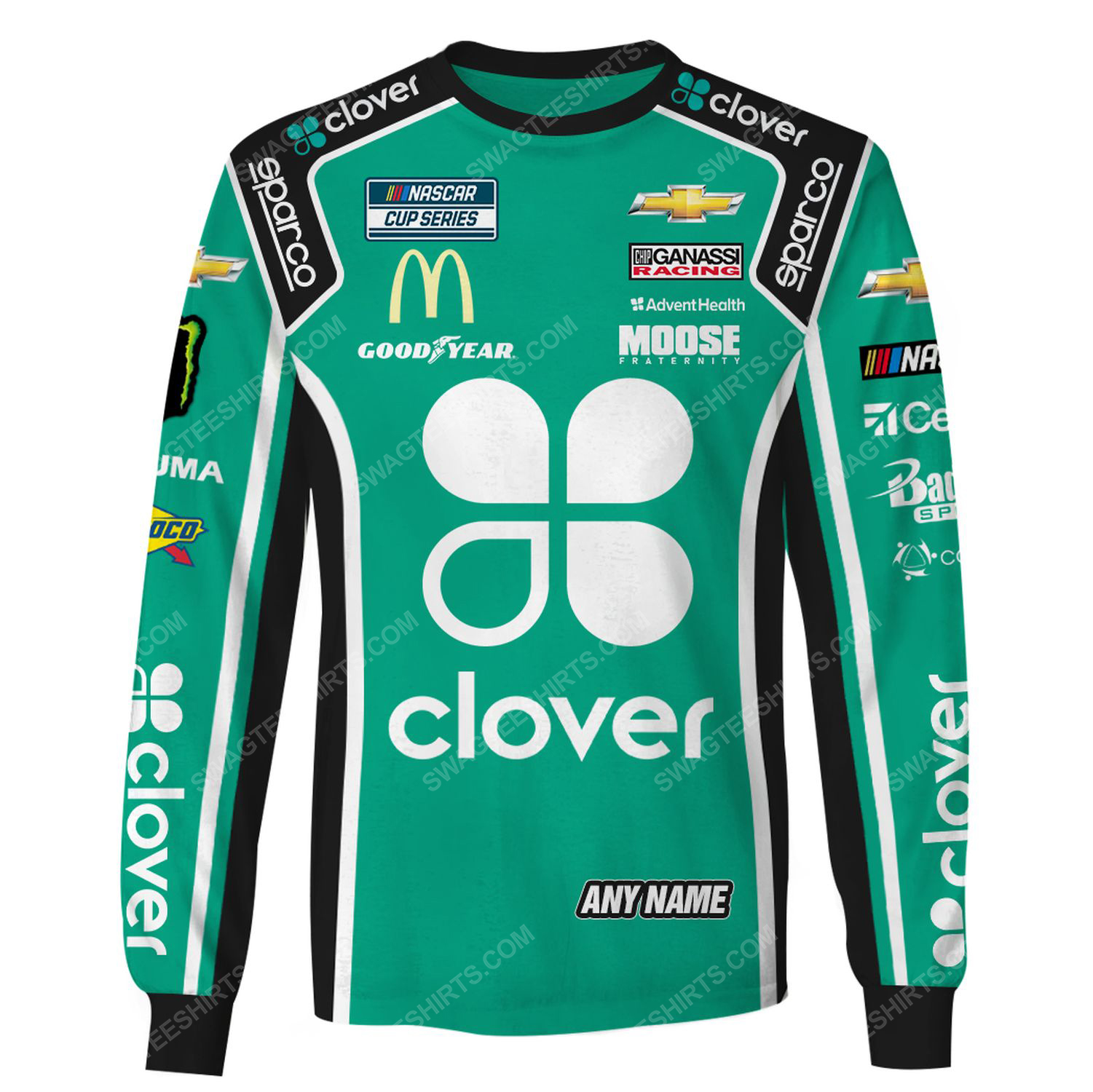 Custom clover nascar racing team motorsport full printing sweatshirt