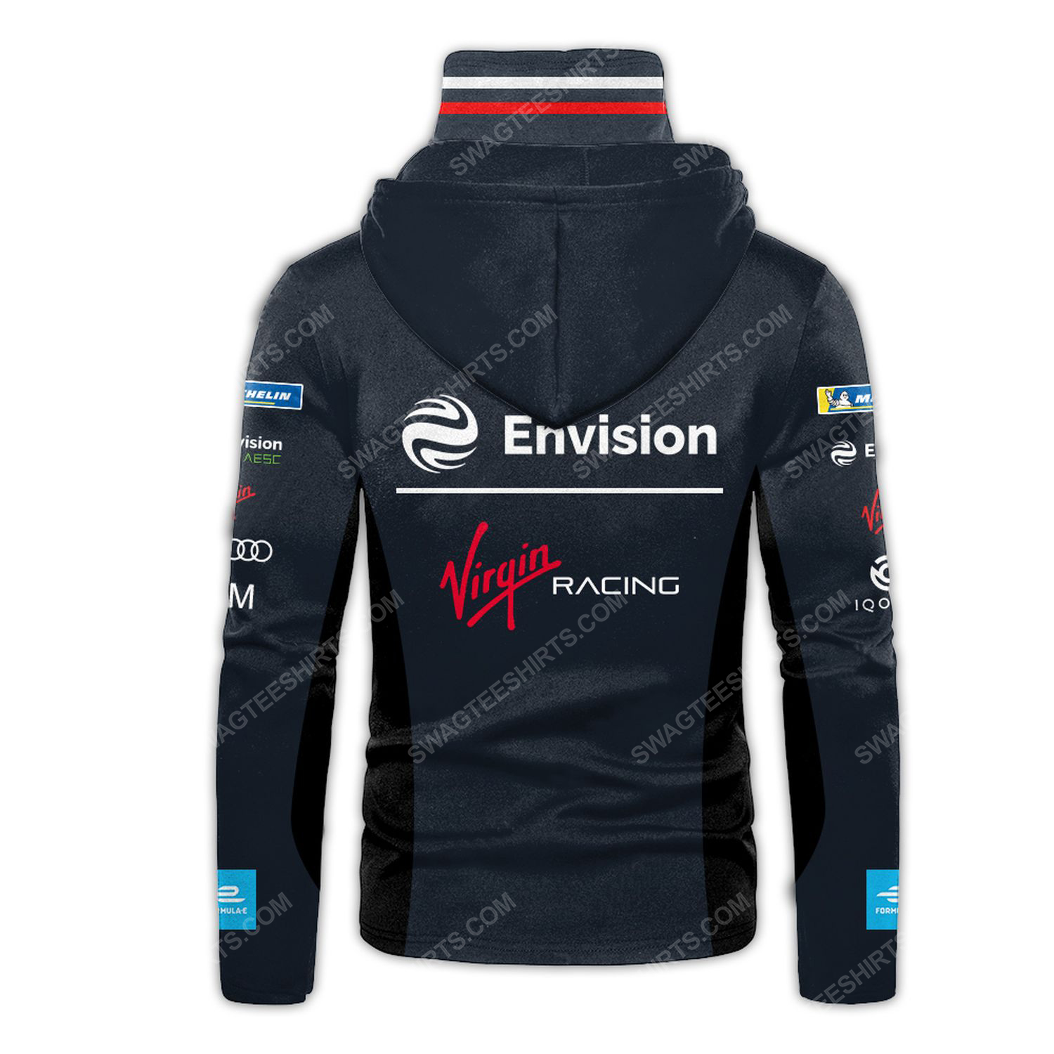 Custom envision virgin racing team motorsport full printing hoodie mask - back