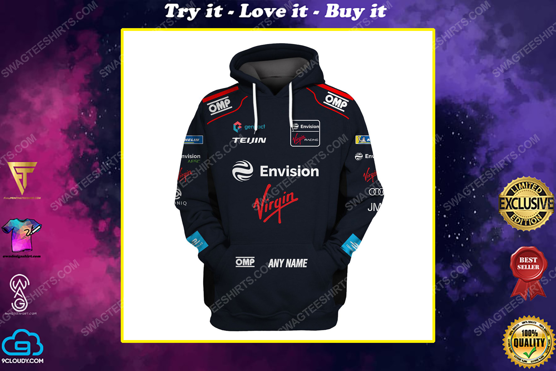 Custom envision virgin racing team motorsport full printing shirt