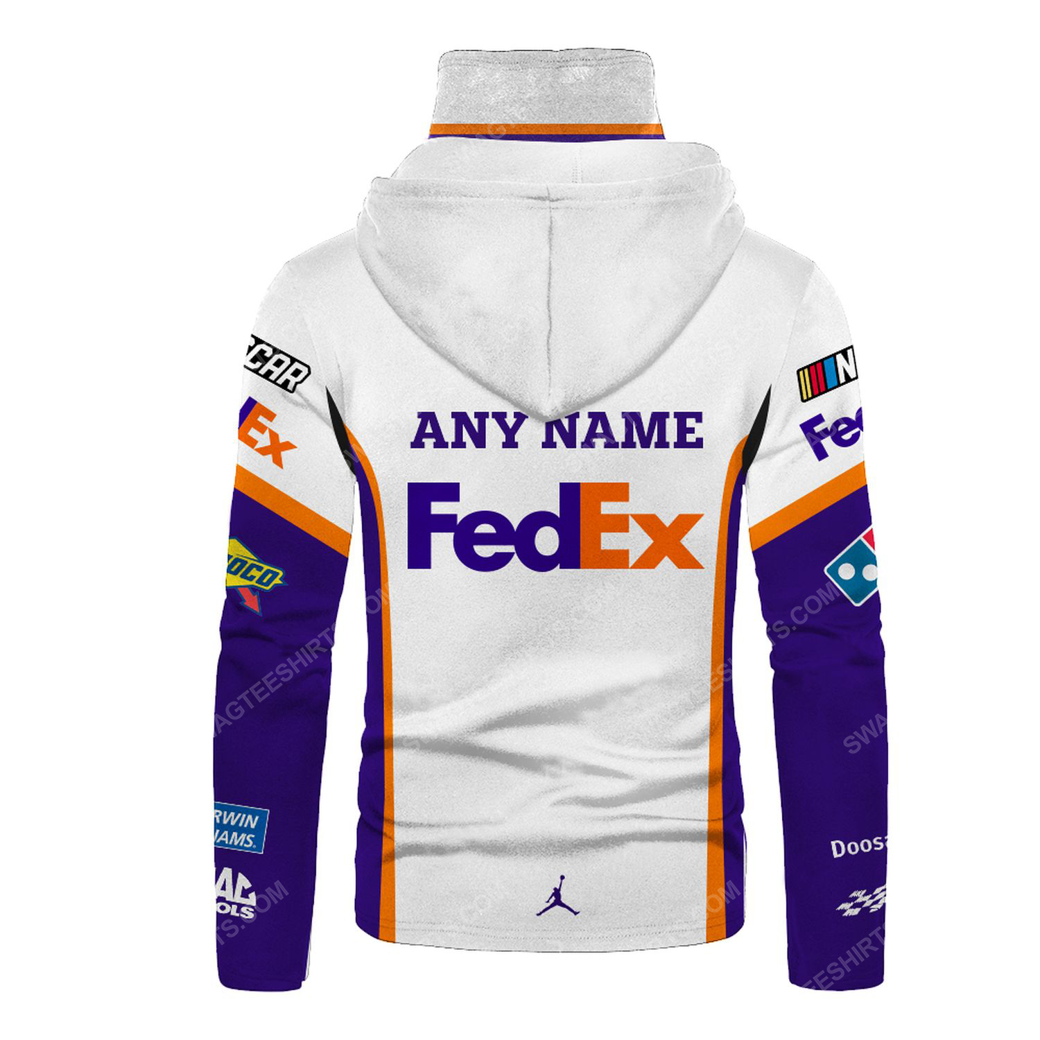 Custom fedex racing team motorsport full printing hoodie mask - back