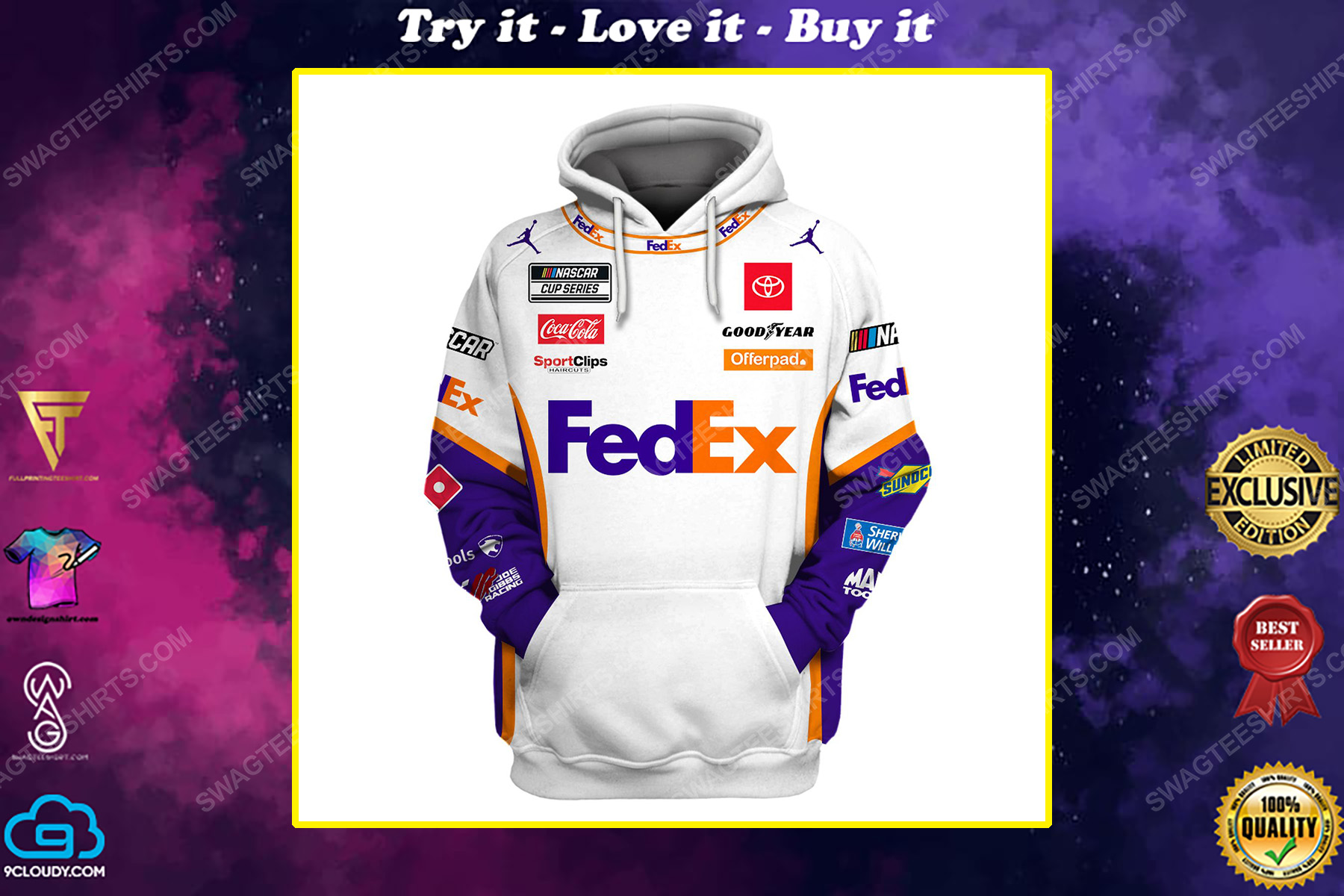 Custom fedex racing team motorsport full printing shirt