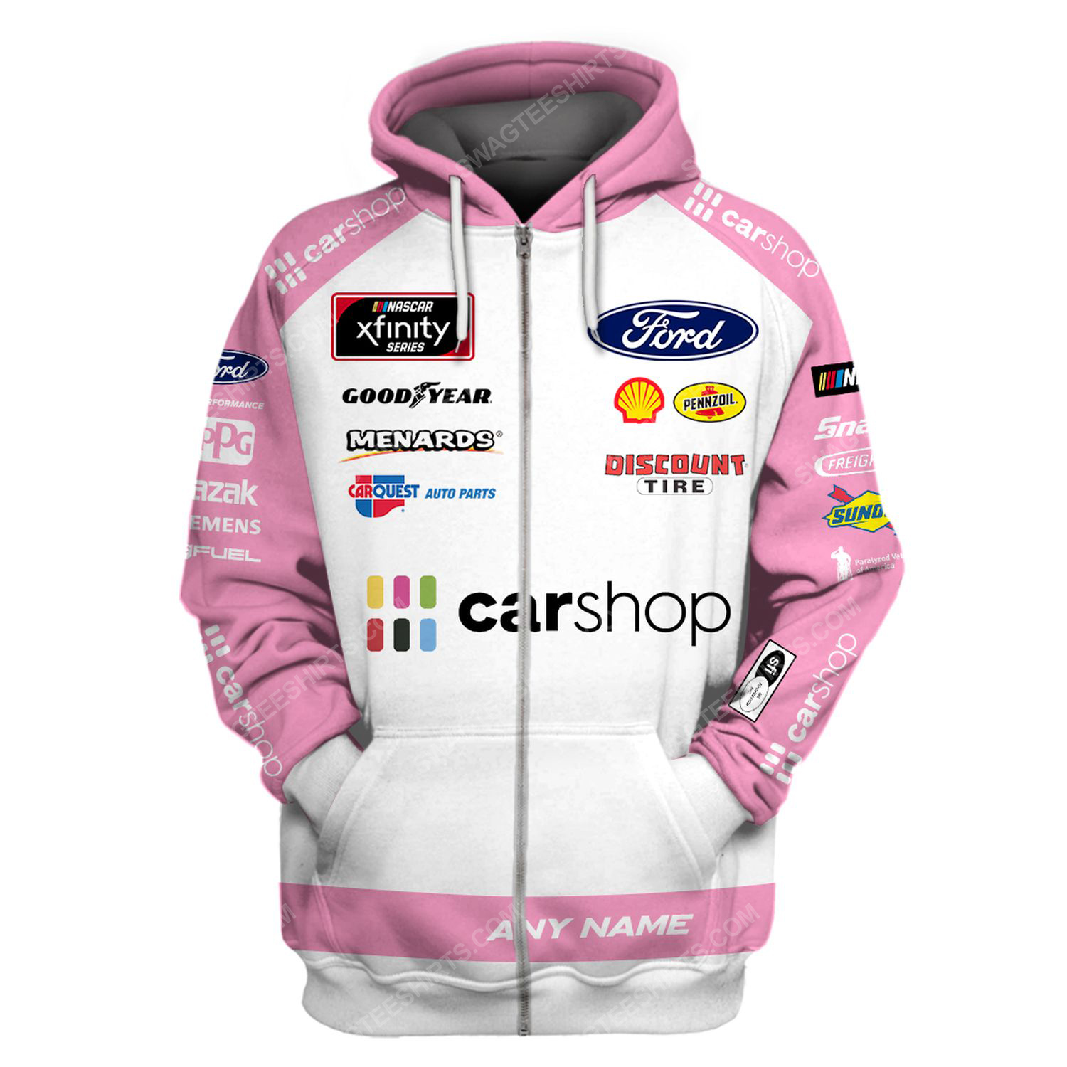 Custom ford racing team motorsport full printing zip hoodie