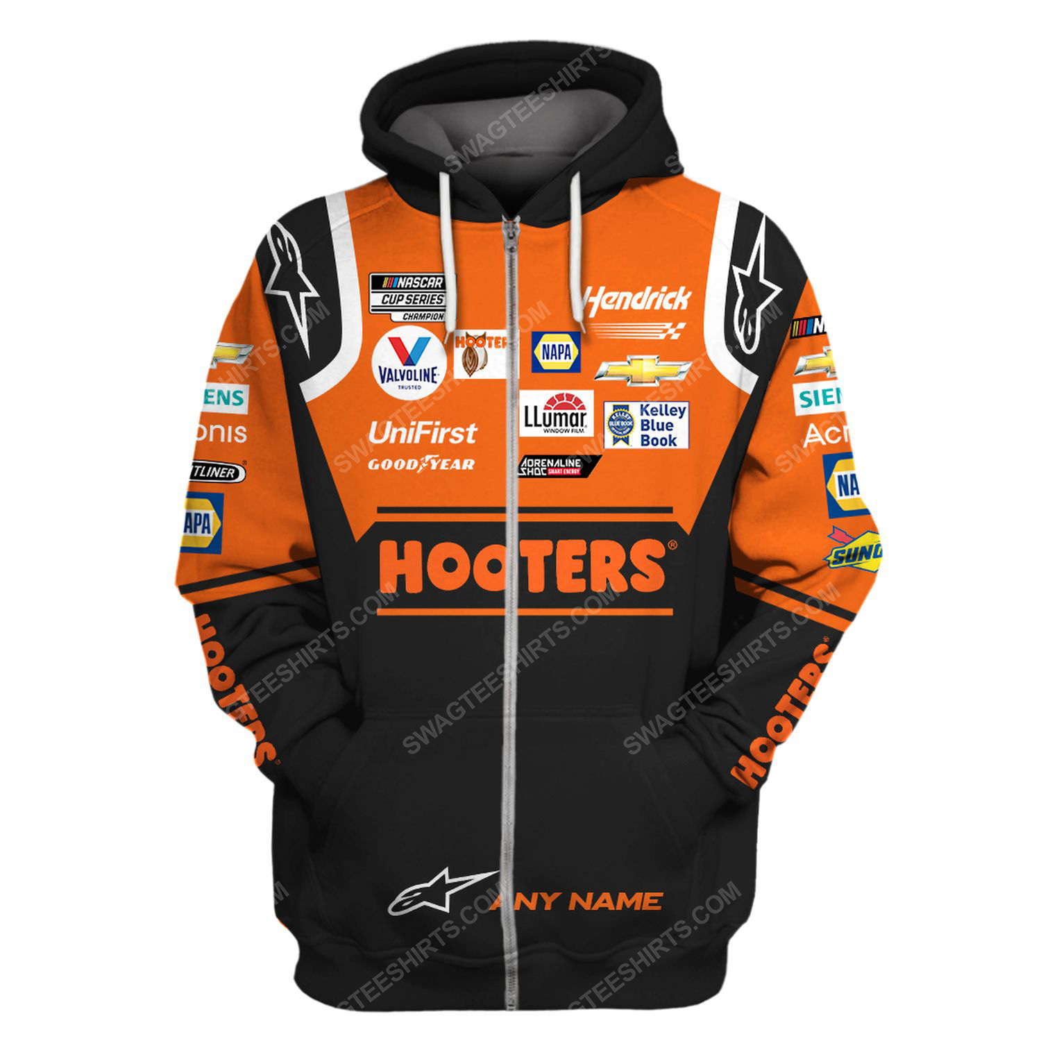 Custom hendrick motorsports nascar racing full printing zip hoodie