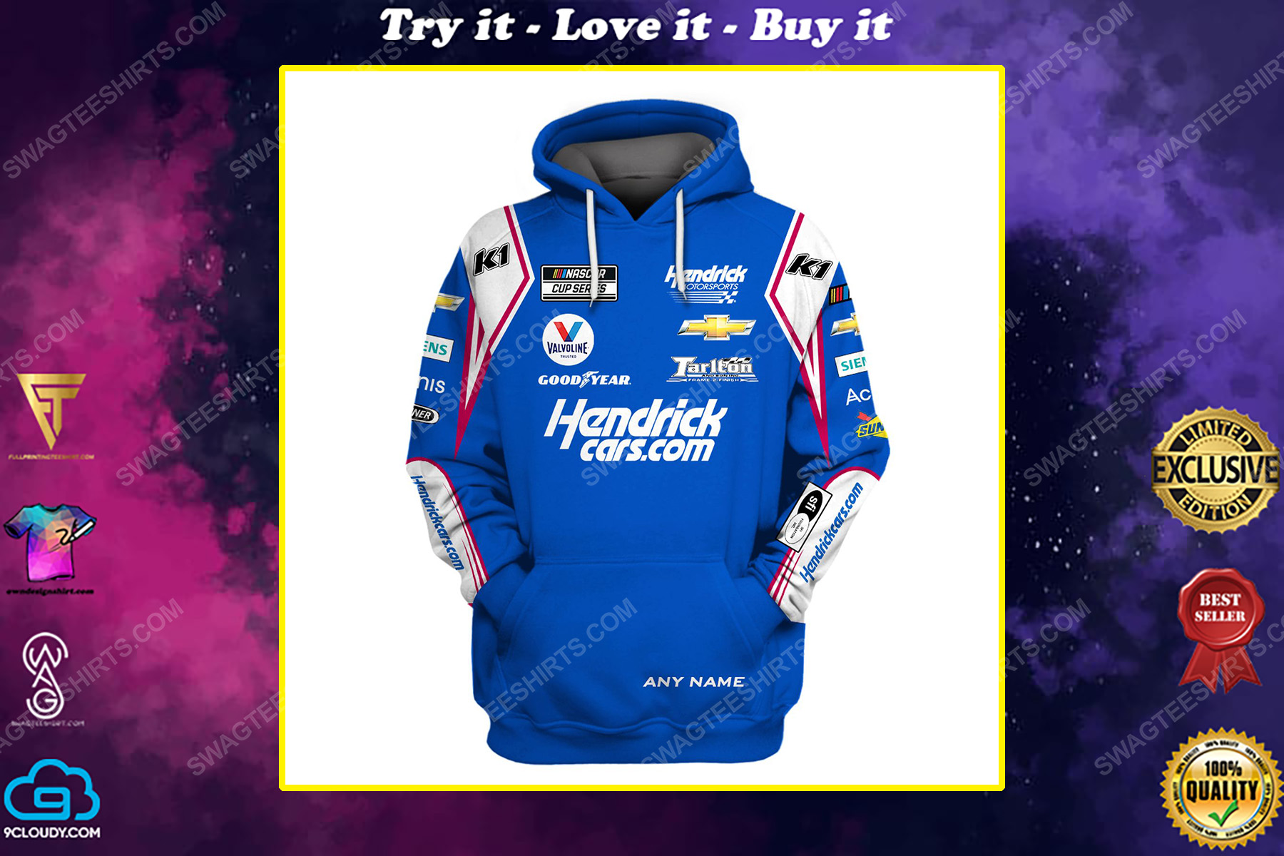 Custom hendrick racing team motorsport full printing shirt