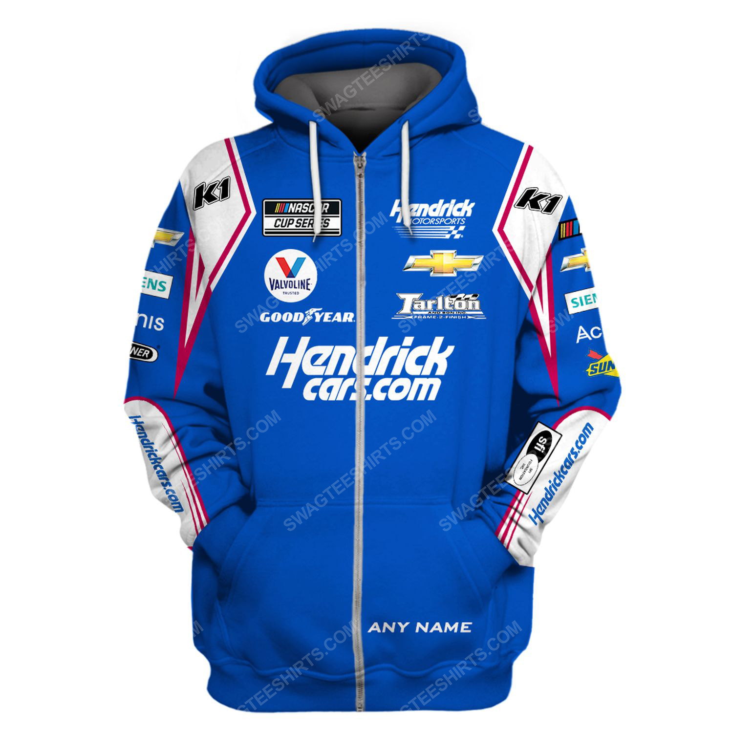Custom hendrick racing team motorsport full printing zip hoodie