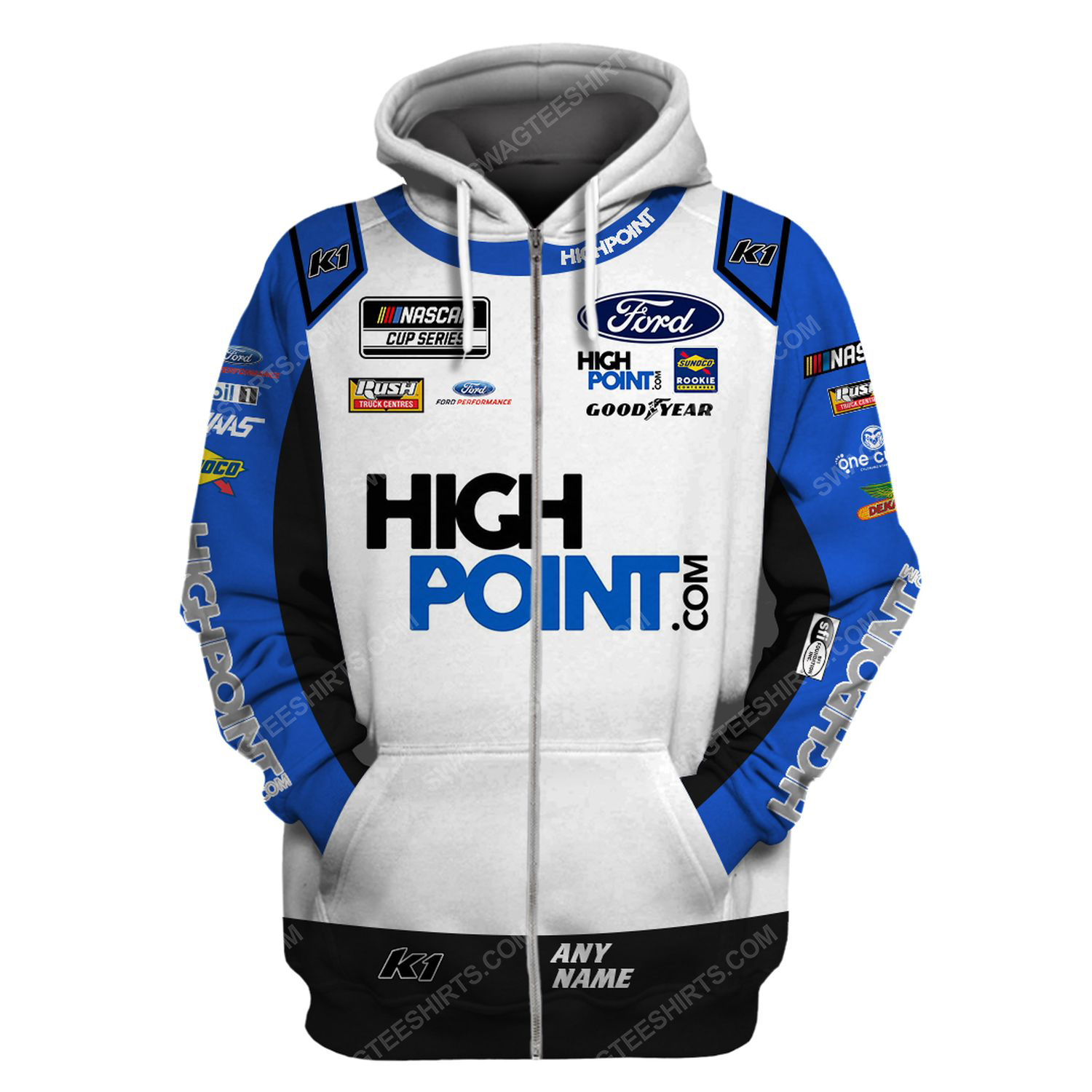 Custom highpoint racing team motorsport full printing zip hoodie