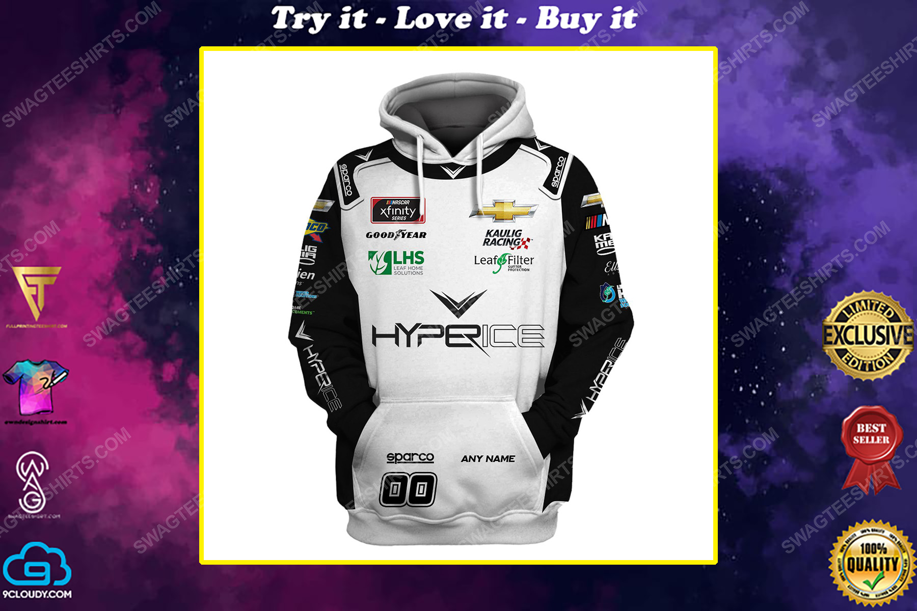 Custom hyperice racing team motorsport full printing shirt
