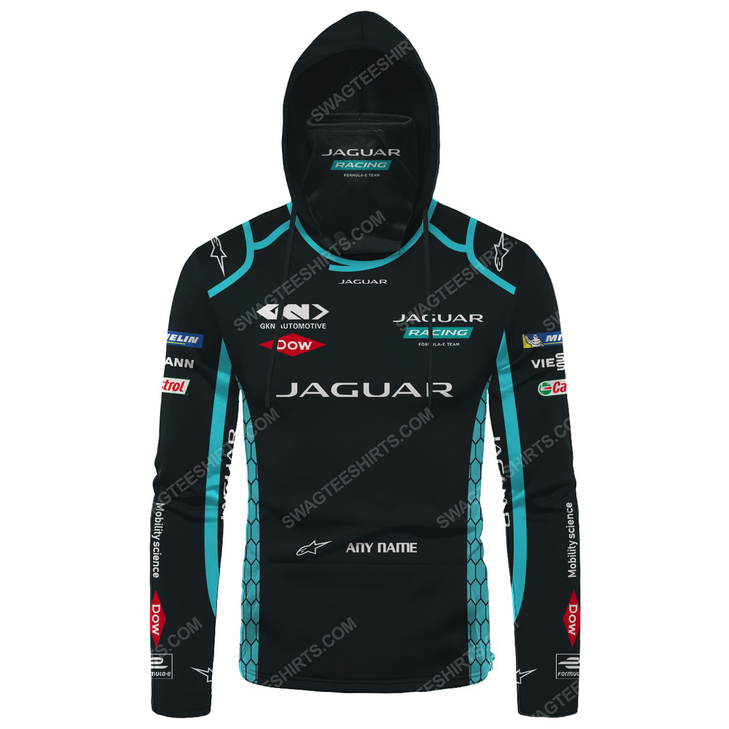Custom jaguar racing team motorsport full printing hoodie mask