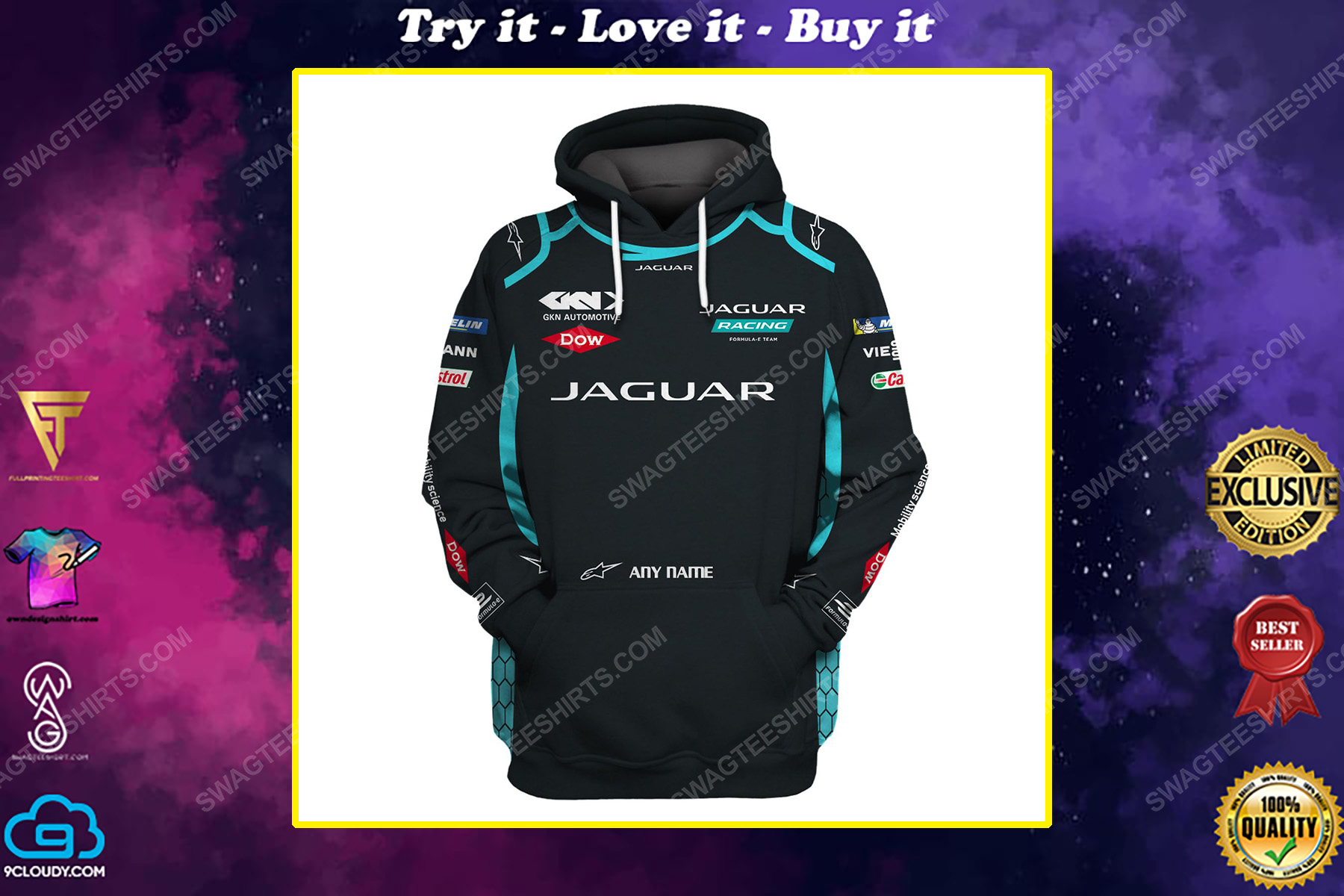 Custom jaguar racing team motorsport full printing shirt